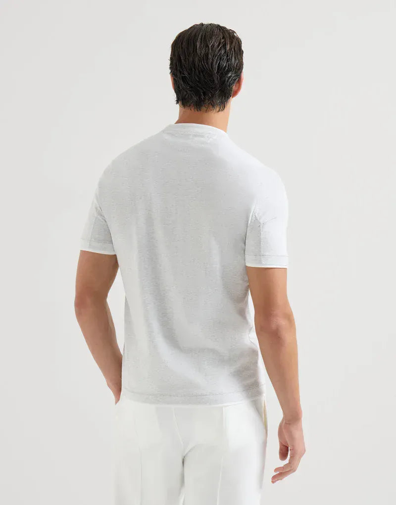 Brunello Cucinelli Pearl Grey Cotton Logo T-Shirt