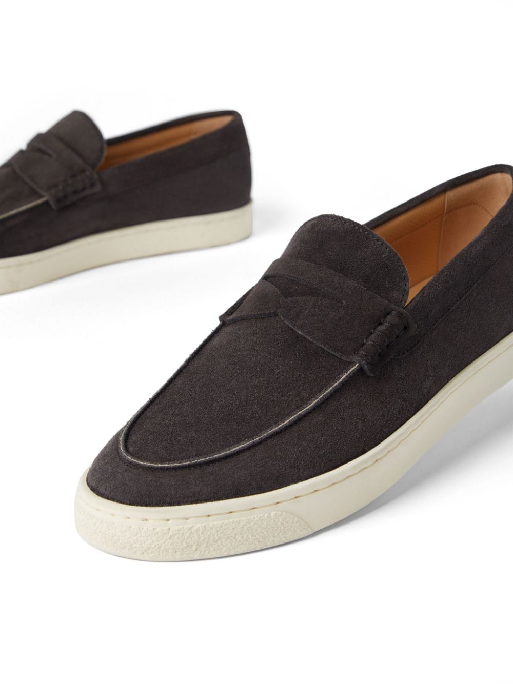 Brunello Cucinelli Penny-Slot Suede Loafers