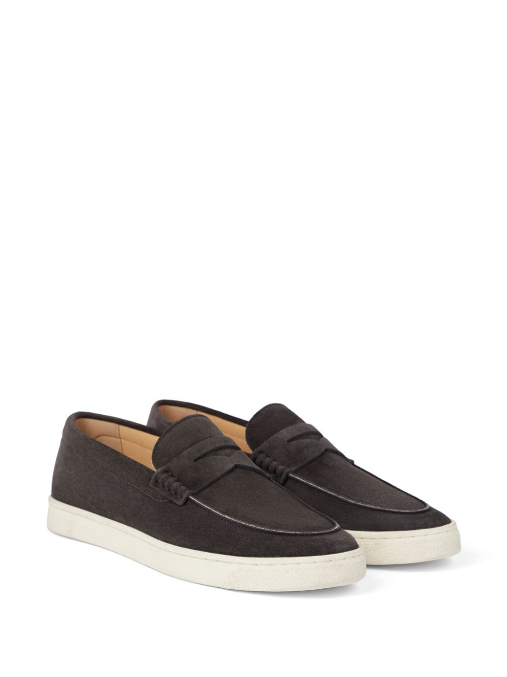 Brunello Cucinelli Penny-Slot Suede Loafers