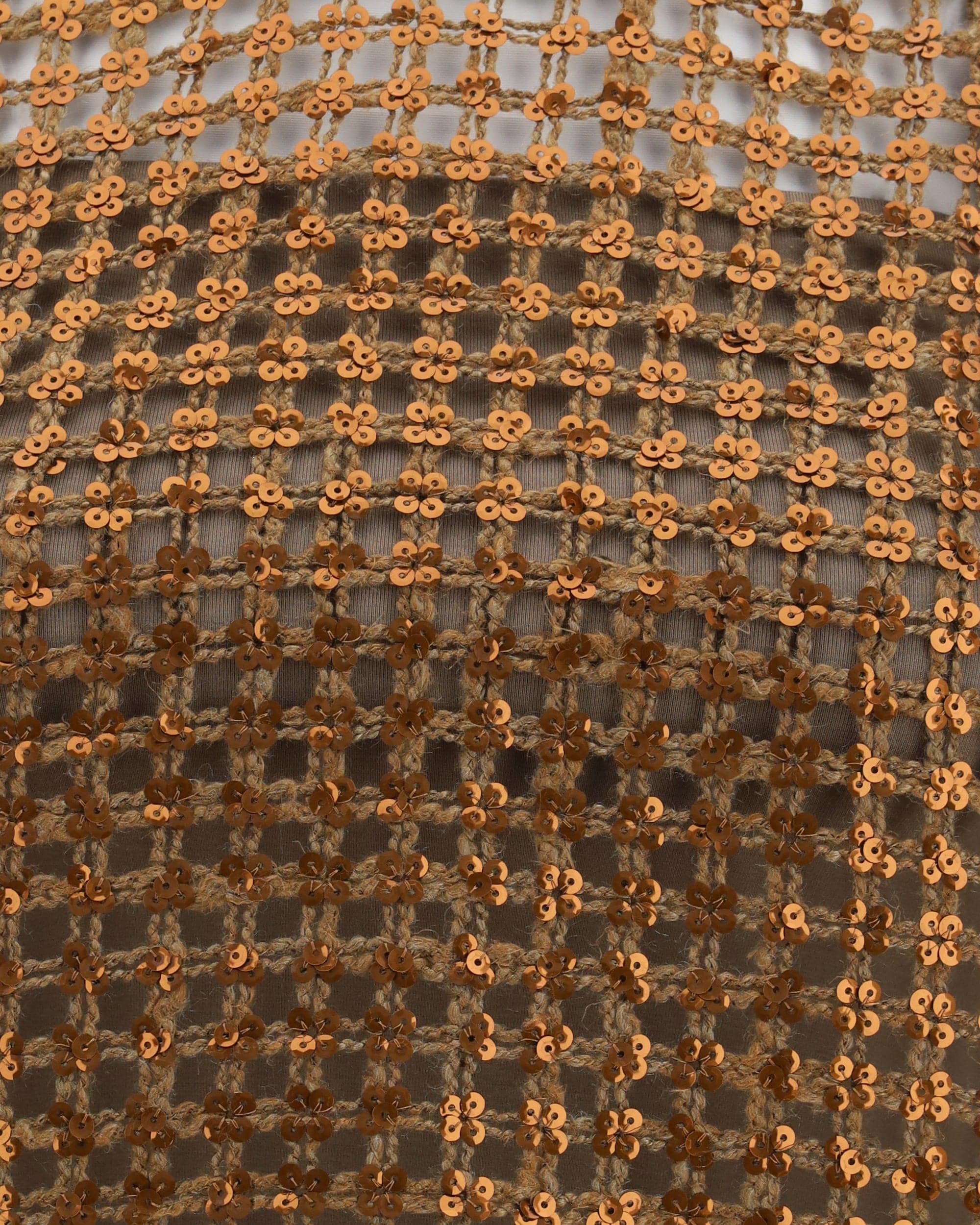 Brunello Cucinelli Perforated Silk Linen Top With Sequins