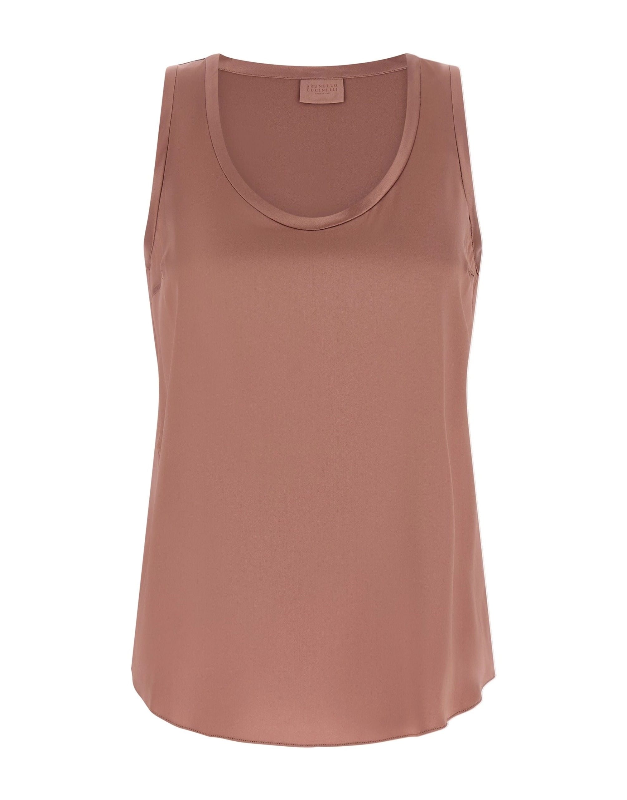 Brunello Cucinelli Pink Flared Silk Satin Top
