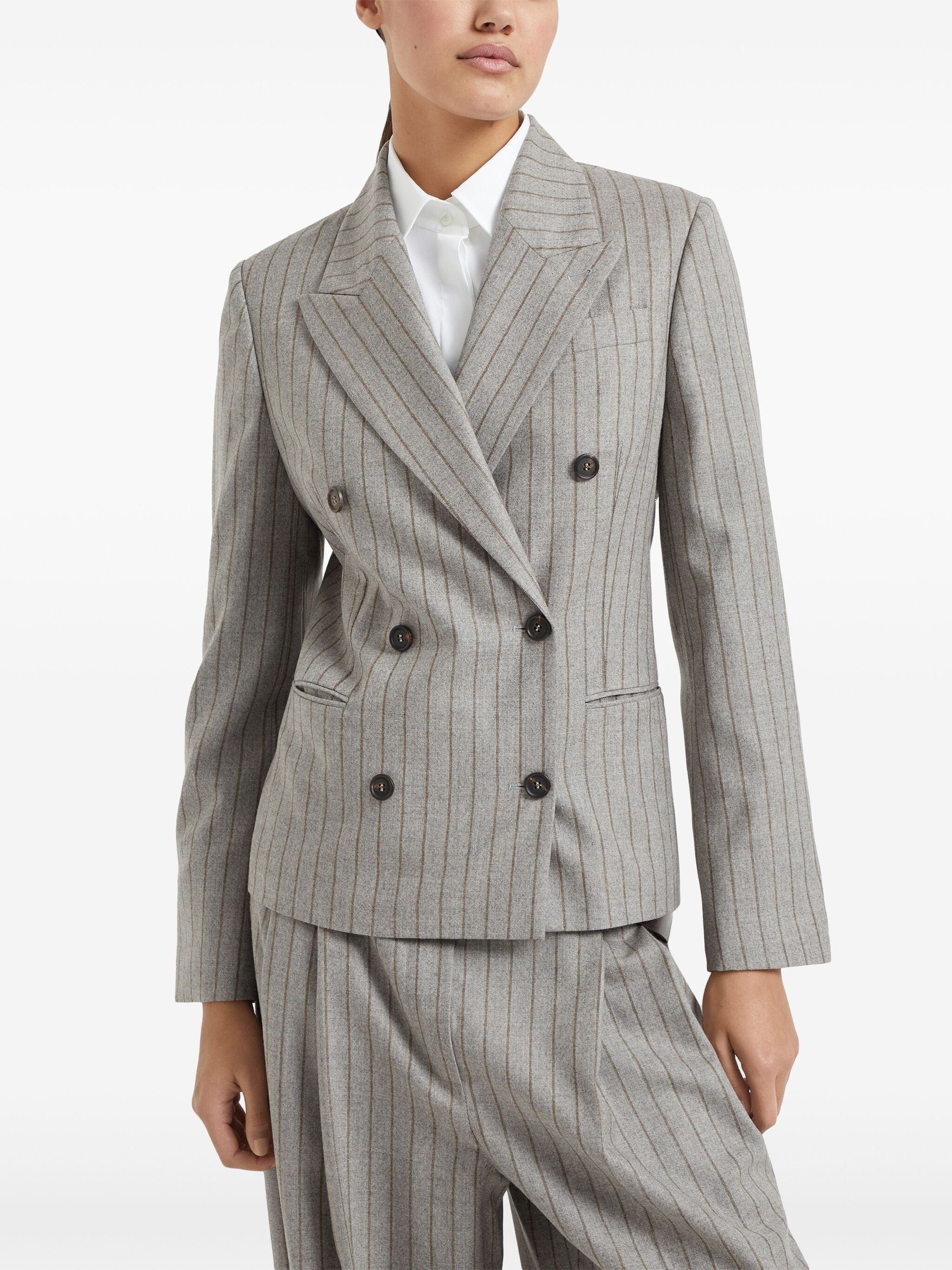 Brunello Cucinelli Pinstripe Double-Breasted Blazer