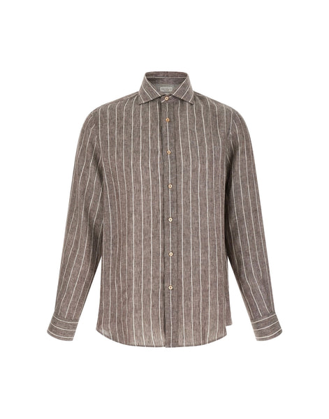 Brunello Cucinelli Pinstriped Canvas Shirt | Sendegaro FR