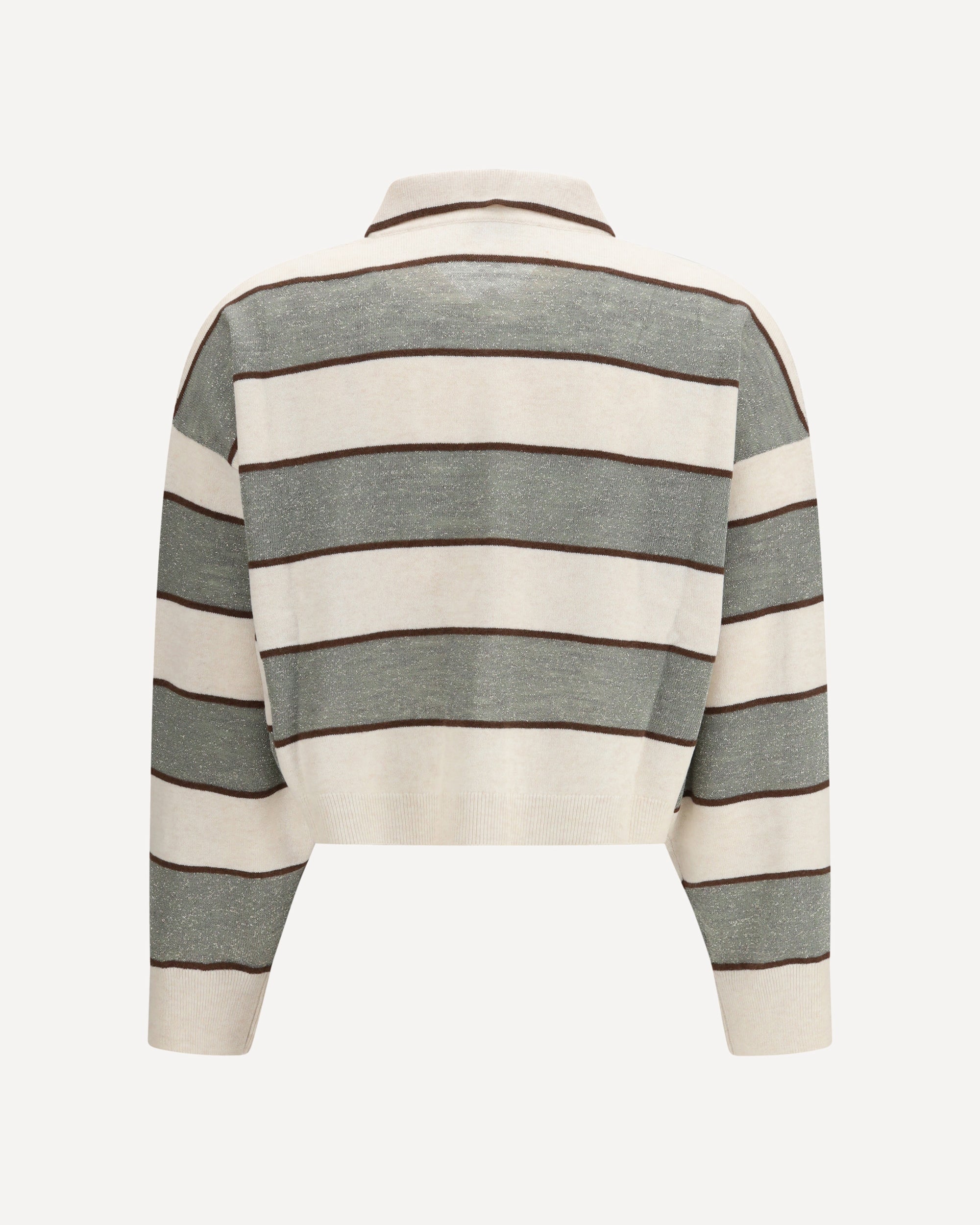 Brunello Cucinelli Polo Crop In Sparkling Stripes | Sendegaro
