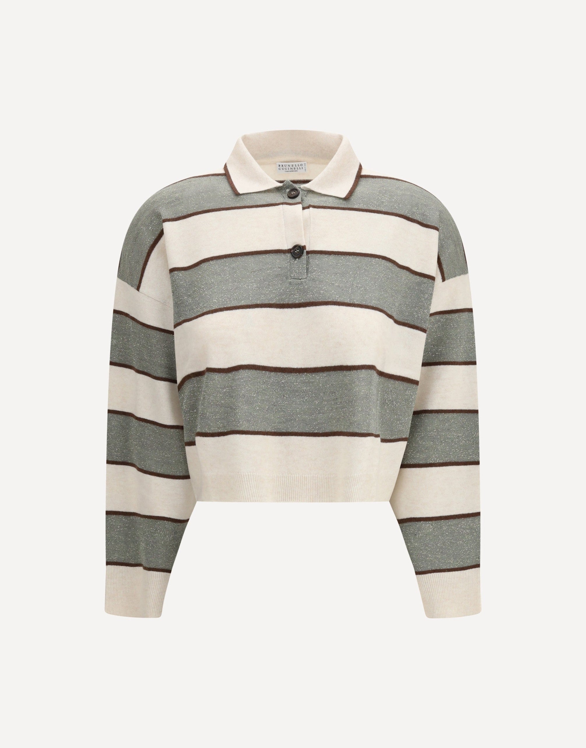 Brunello Cucinelli Polo Crop In Sparkling Stripes | Sendegaro
