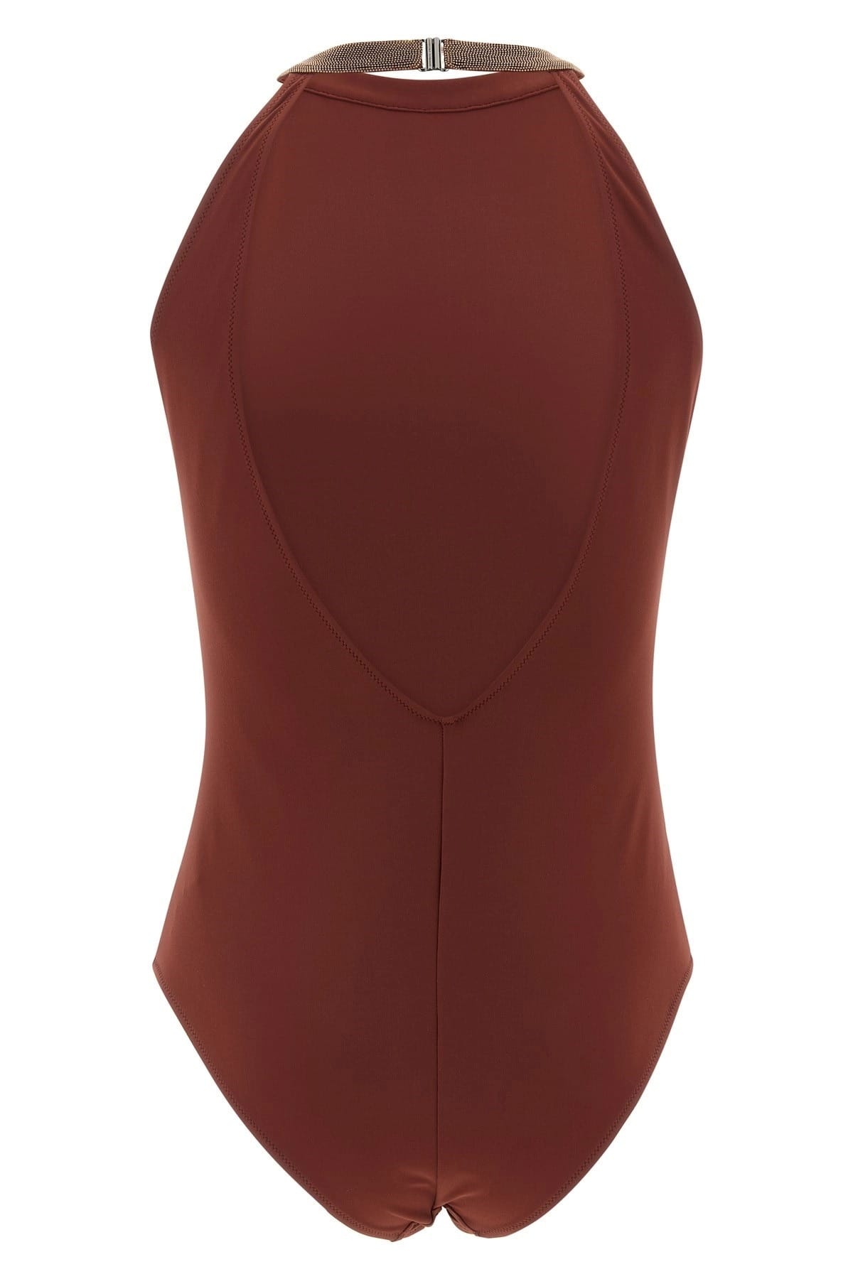 Brunello Cucinelli Eendelig badpak met kostbare kraag - alternate view
