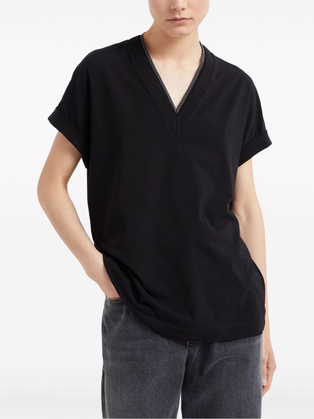 Brunello Cucinelli Precious Neckline T-Shirt