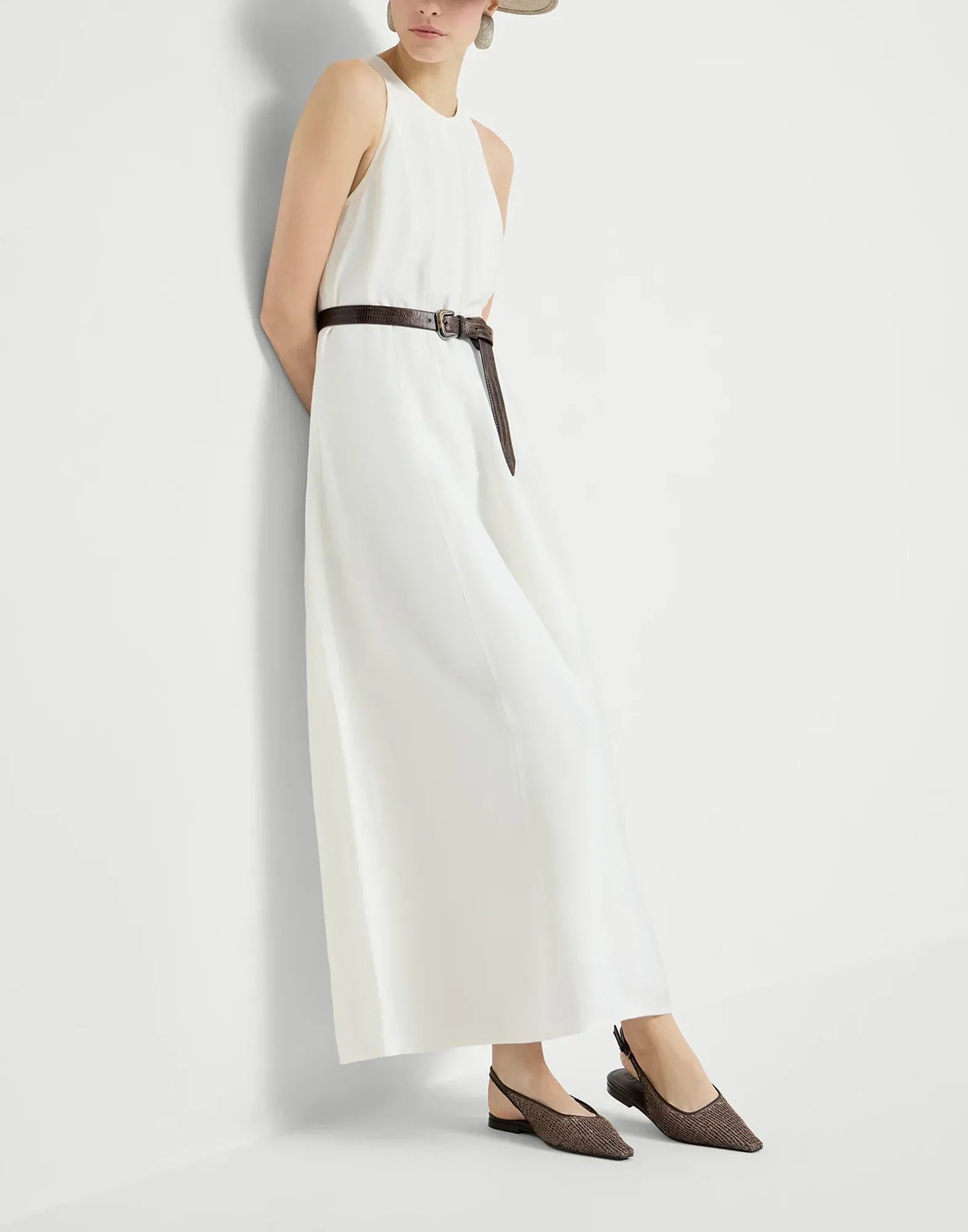 Brunello Cucinelli Precious Net Embroidery Flat Slingbacks