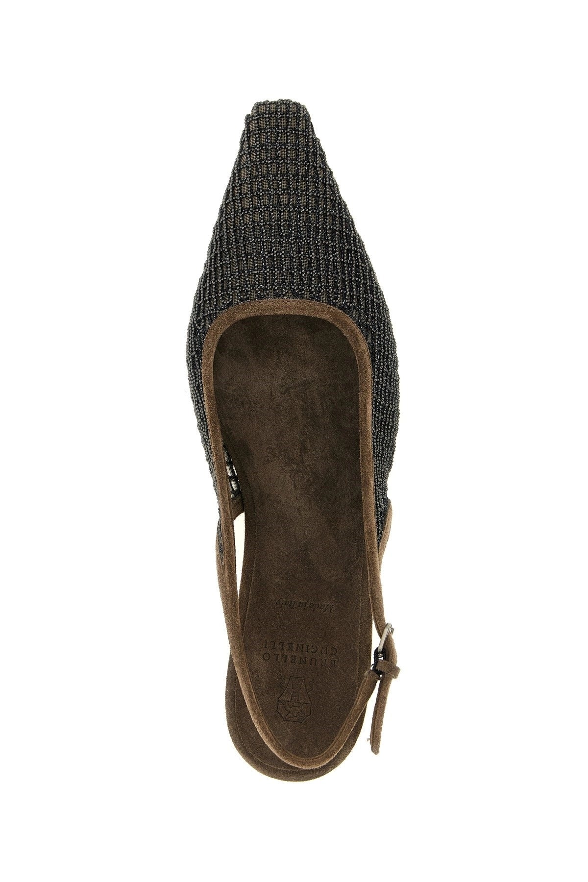 Brunello Cucinelli Precious Net Embroidery Slingback