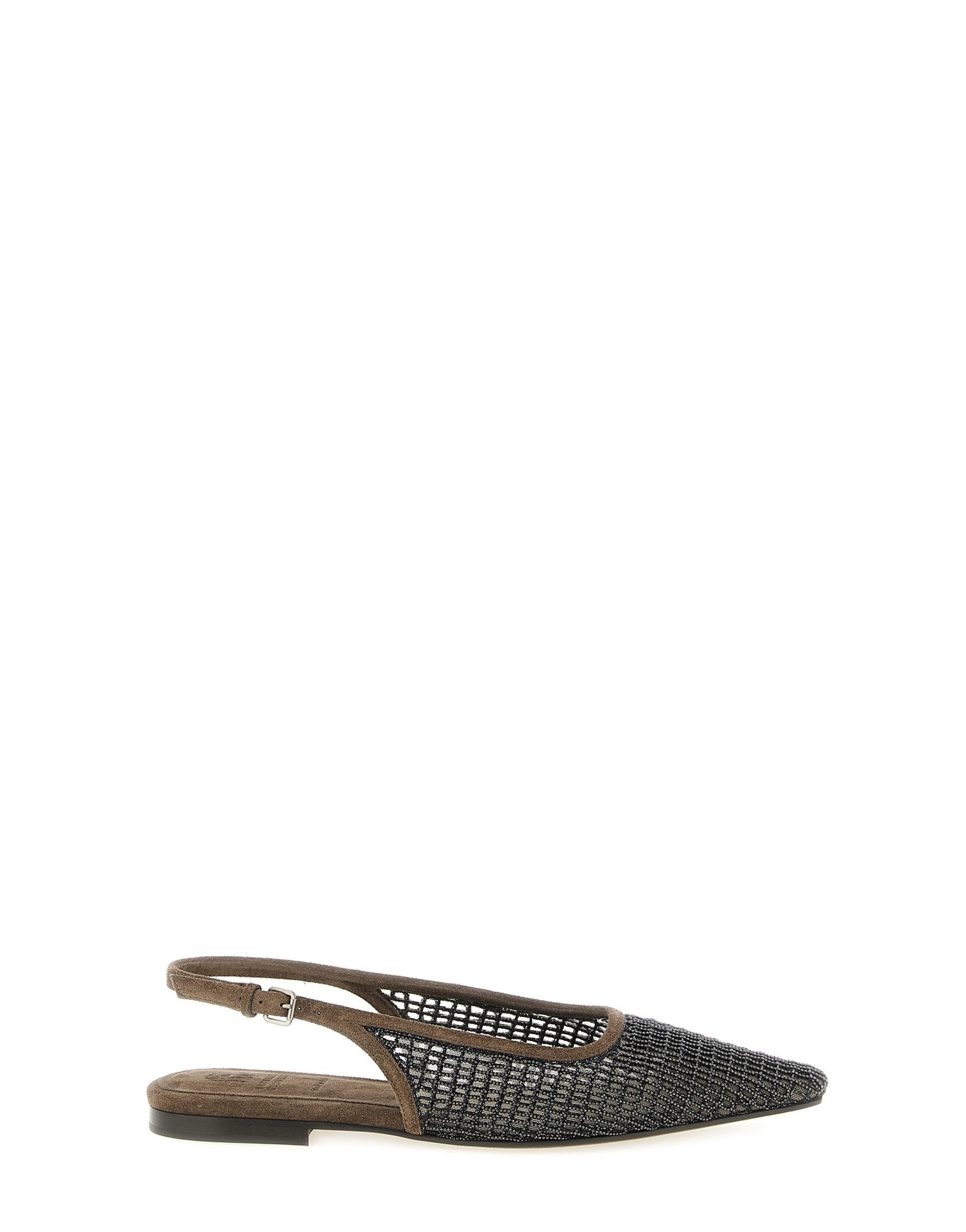 Brunello Cucinelli Precious Net Embroidery Slingback