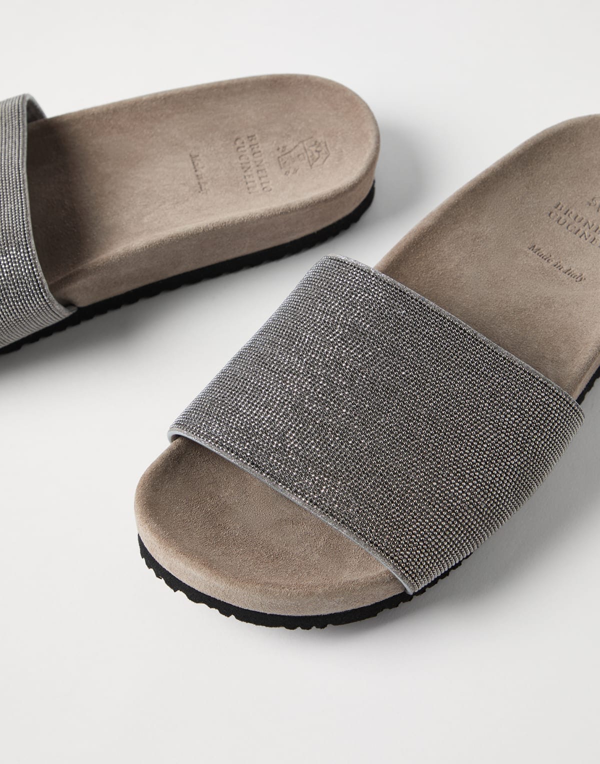 Brunello Cucinelli Precious Suede Slides