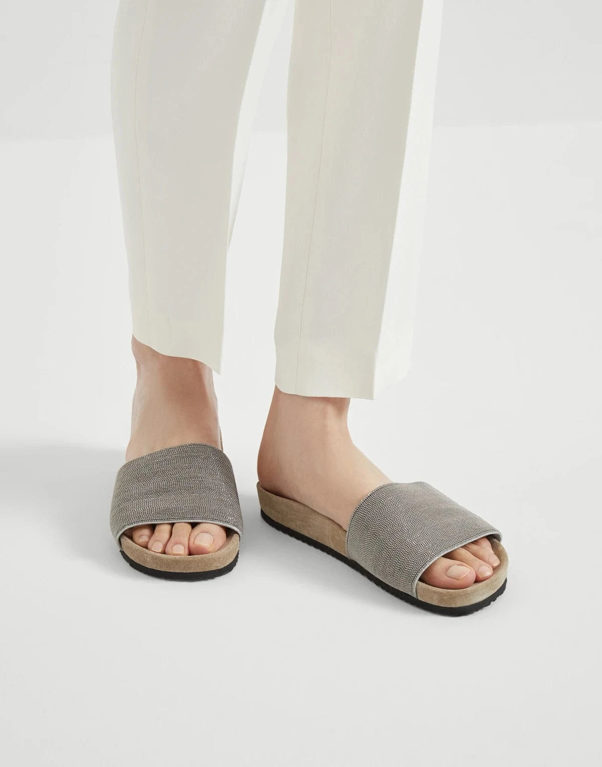 Brunello Cucinelli Precious Suede Slides