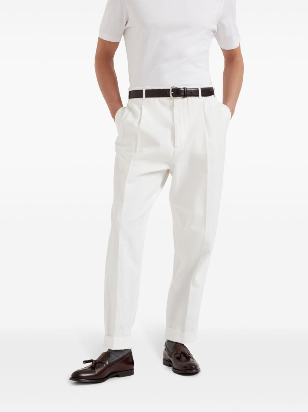 Brunello Cucinelli Pressed-Crease Cotton Pants