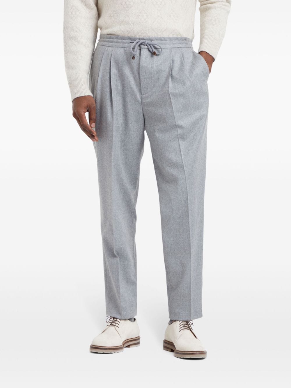 Brunello Cucinelli Pressed-Crease Wool Pants