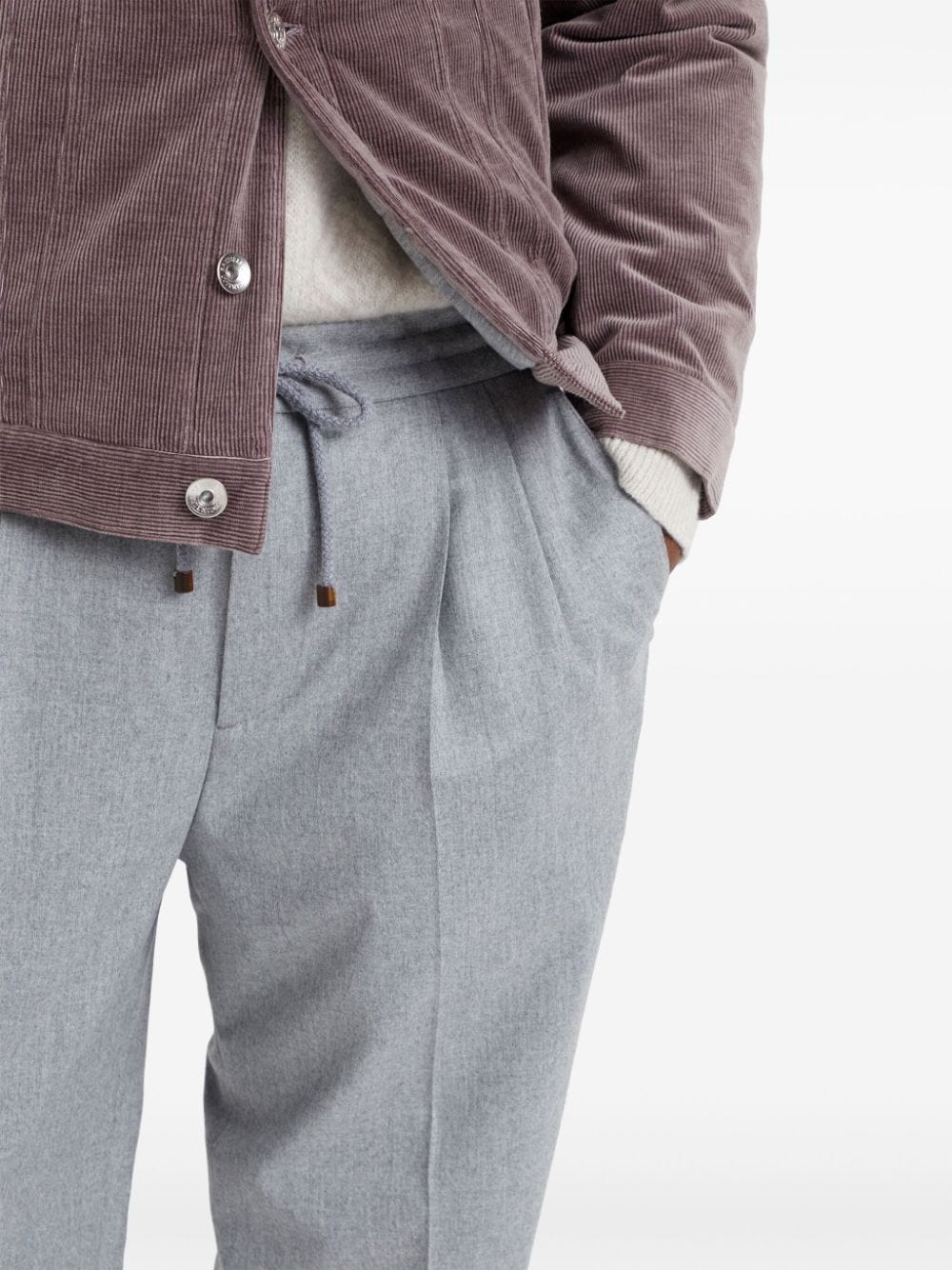 Brunello Cucinelli Pressed-Crease Wool Pants