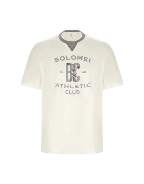 BRUNELLO CUCINELLI コットンジャージー Tシャツ M Brunello Cucinelli プリントコットンジャージーTシャツ | Sendegaro JP