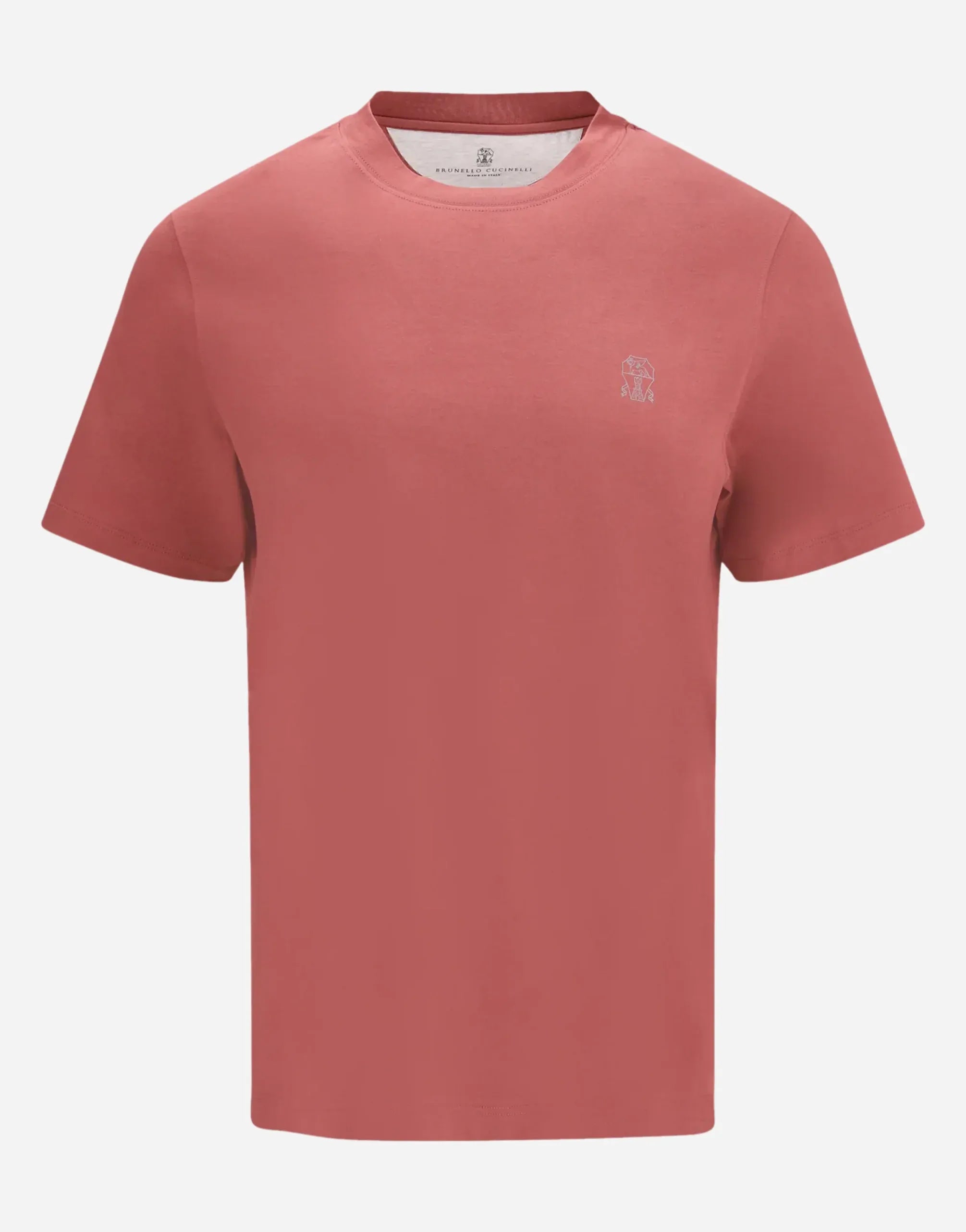 Brunello Cucinelli Red Cotton Jersey Logo T-Shirt