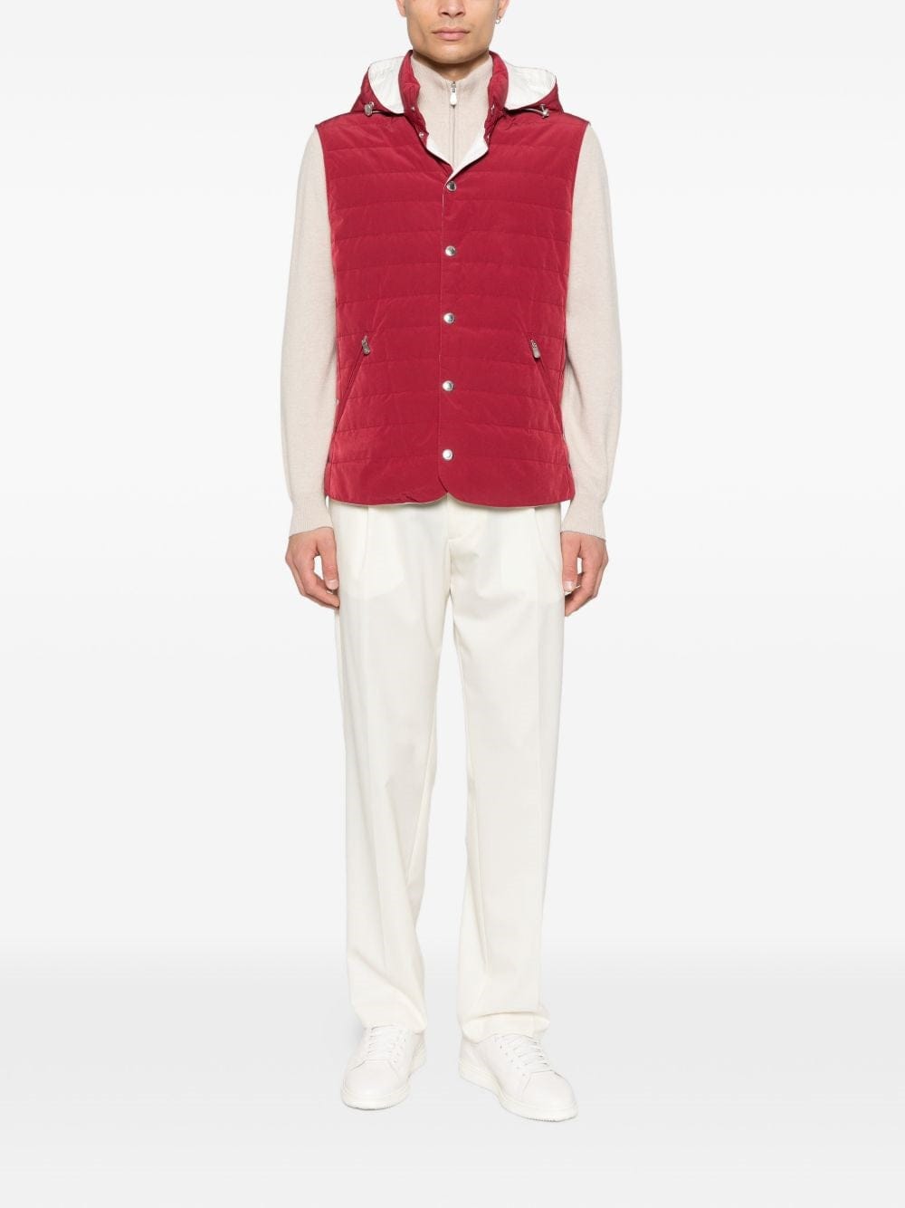 Brunello Cucinelli Red Hooded Down Vest