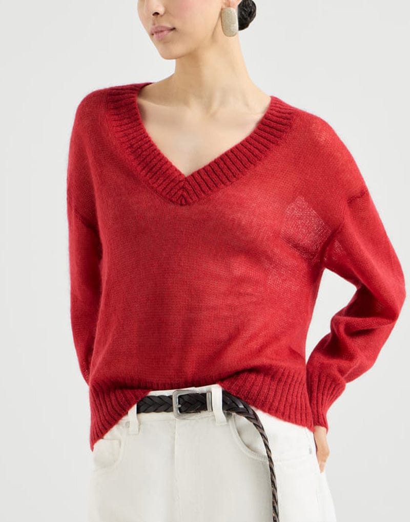 Brunello Cucinelli Red Wool and Mohair Sweater