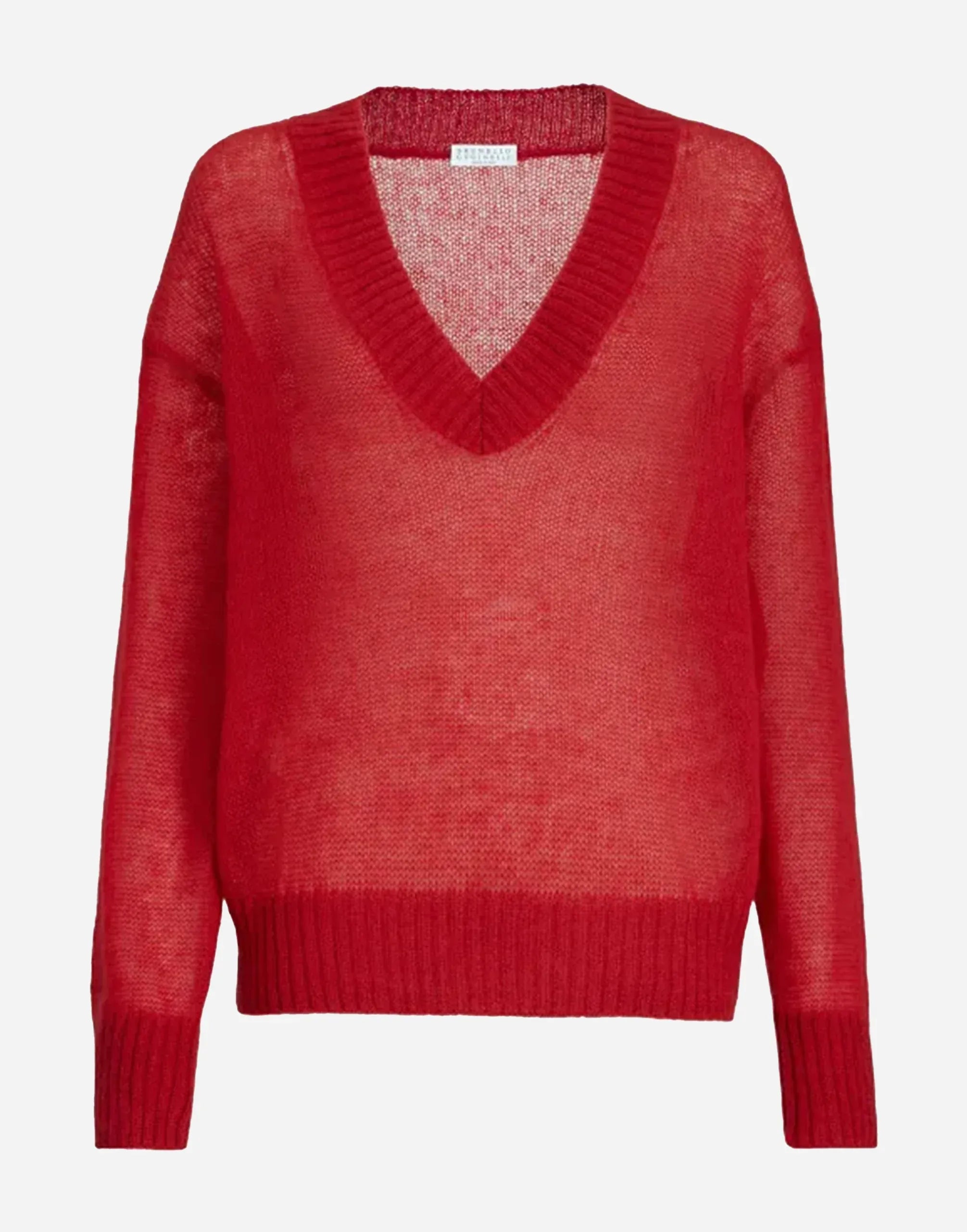 Brunello Cucinelli Red Wool and Mohair Sweater
