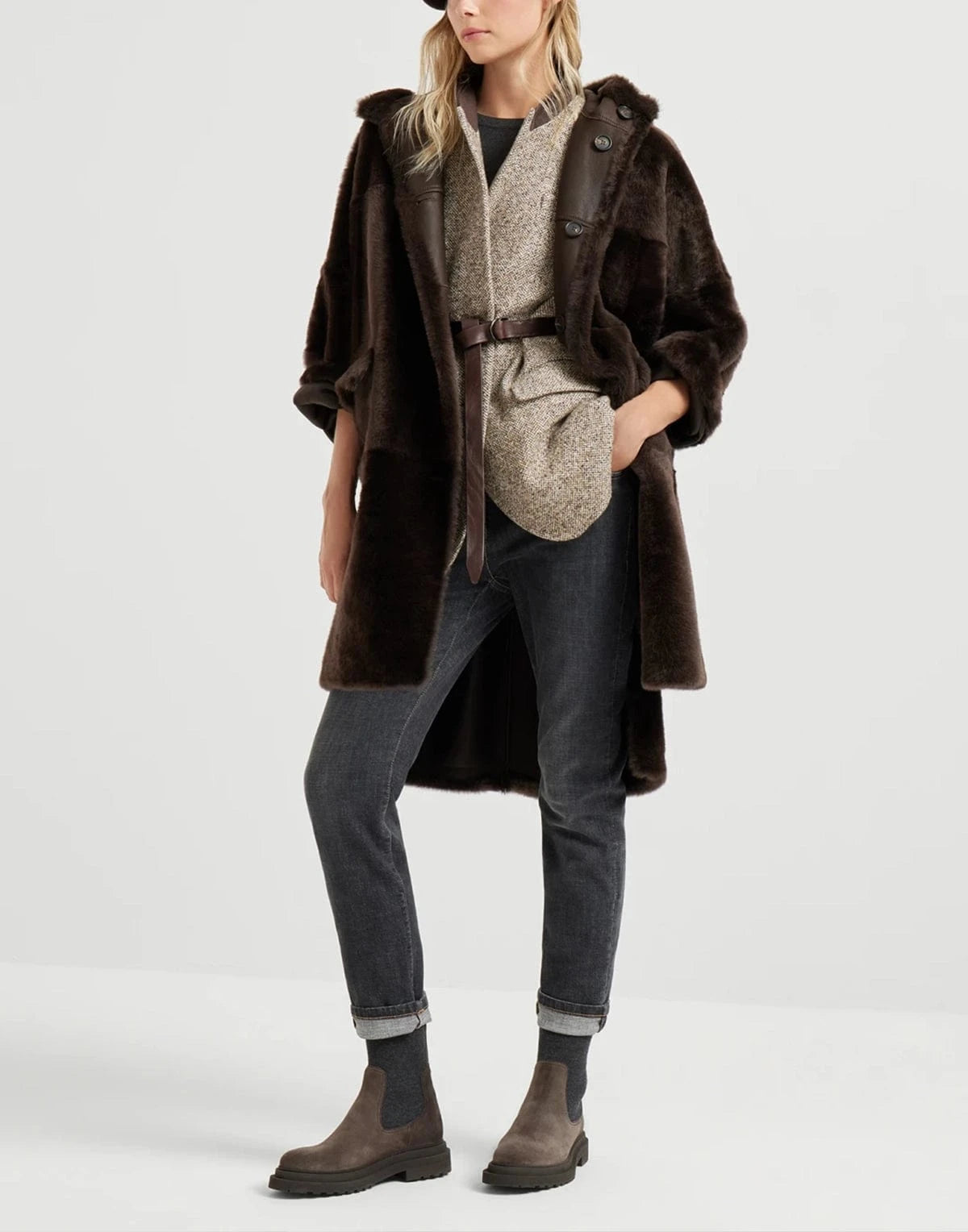 Brunello Cucinelli Reversible Shearling Coat