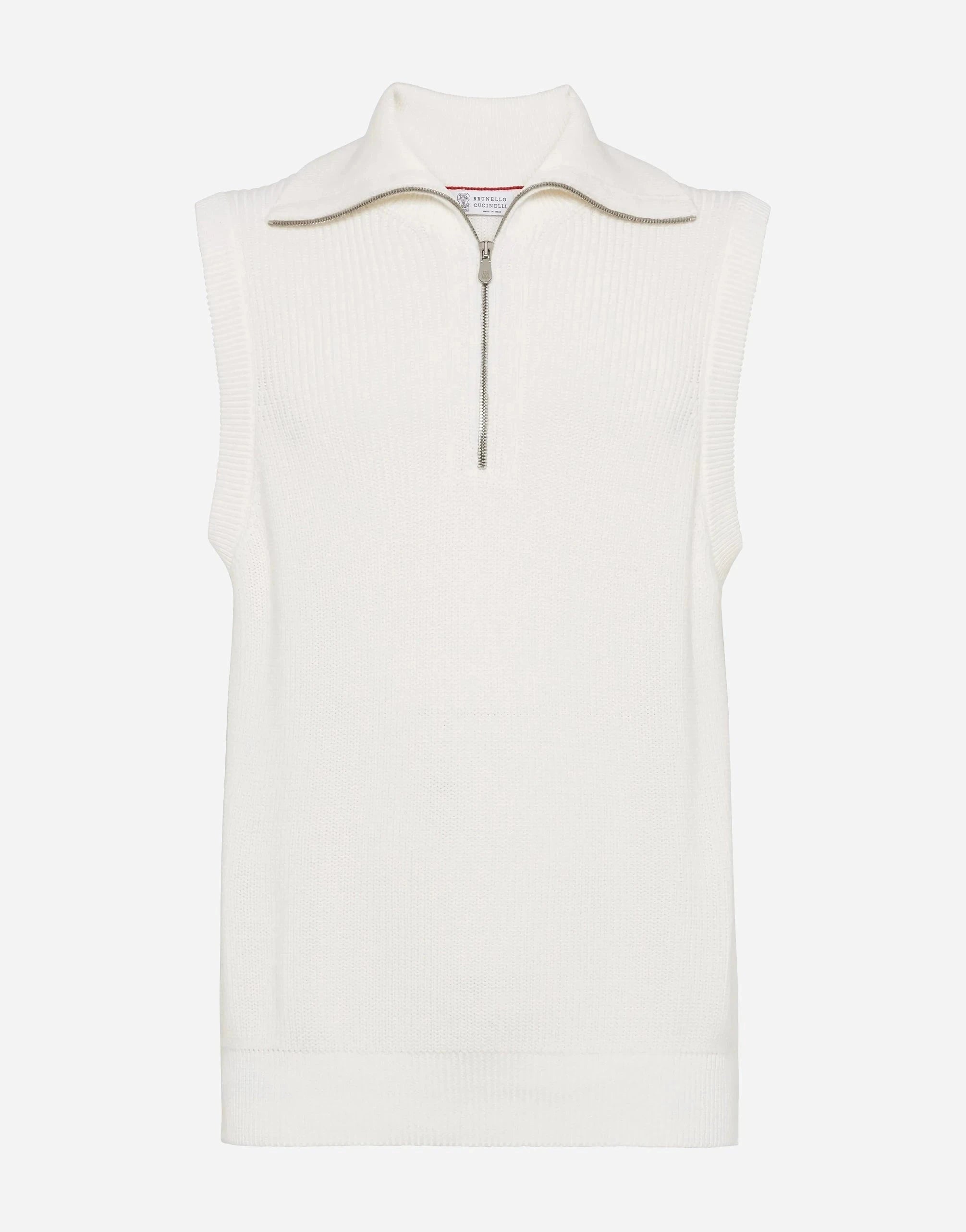 Brunello Cucinelli Rib Half-Zip Sweater Vest