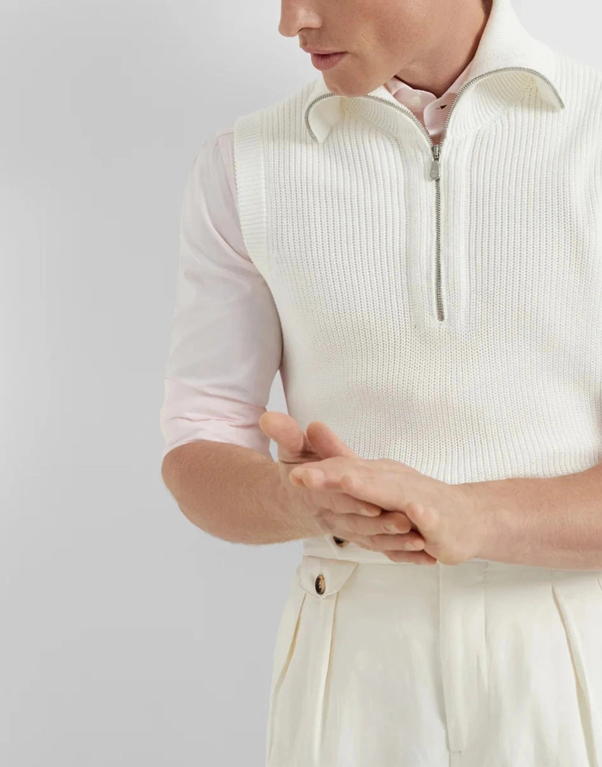 Brunello Cucinelli Rib Half-Zip Sweater Vest