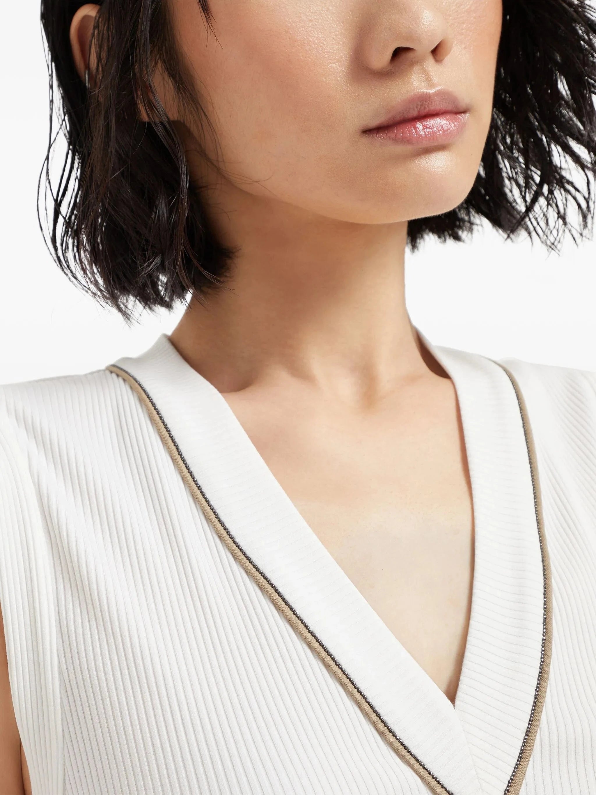 Brunello Cucinelli Ribbed Jersey Monili-Trim Vest