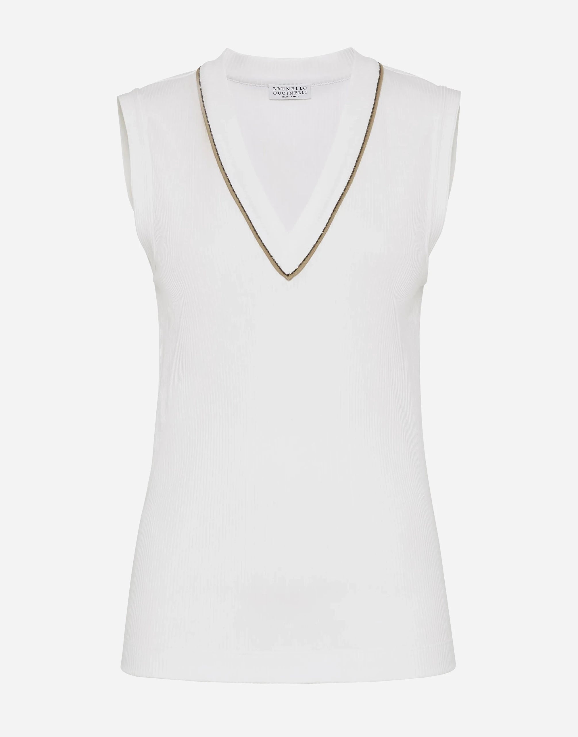 Brunello Cucinelli Ribbed Jersey Monili-Trim Vest