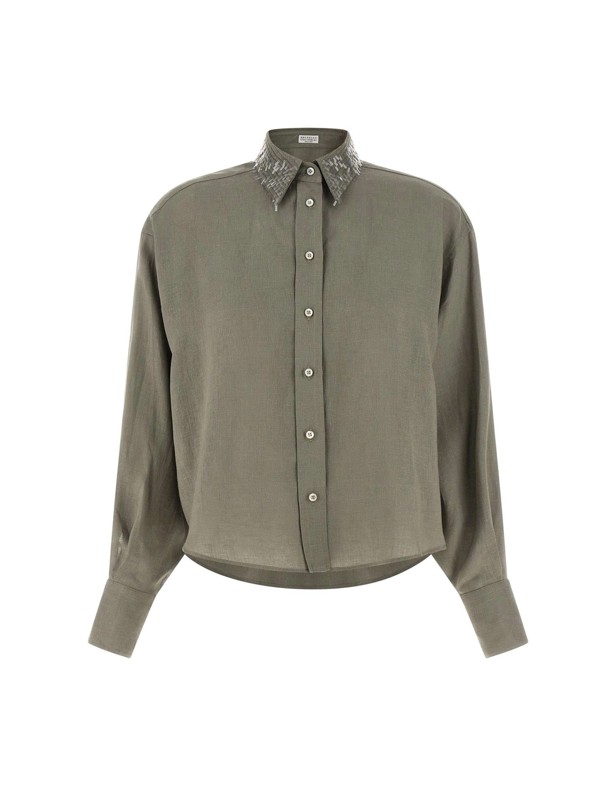 Brunello Cucinelli Brunello Cucinelli Sequin Collar Linen Shirt