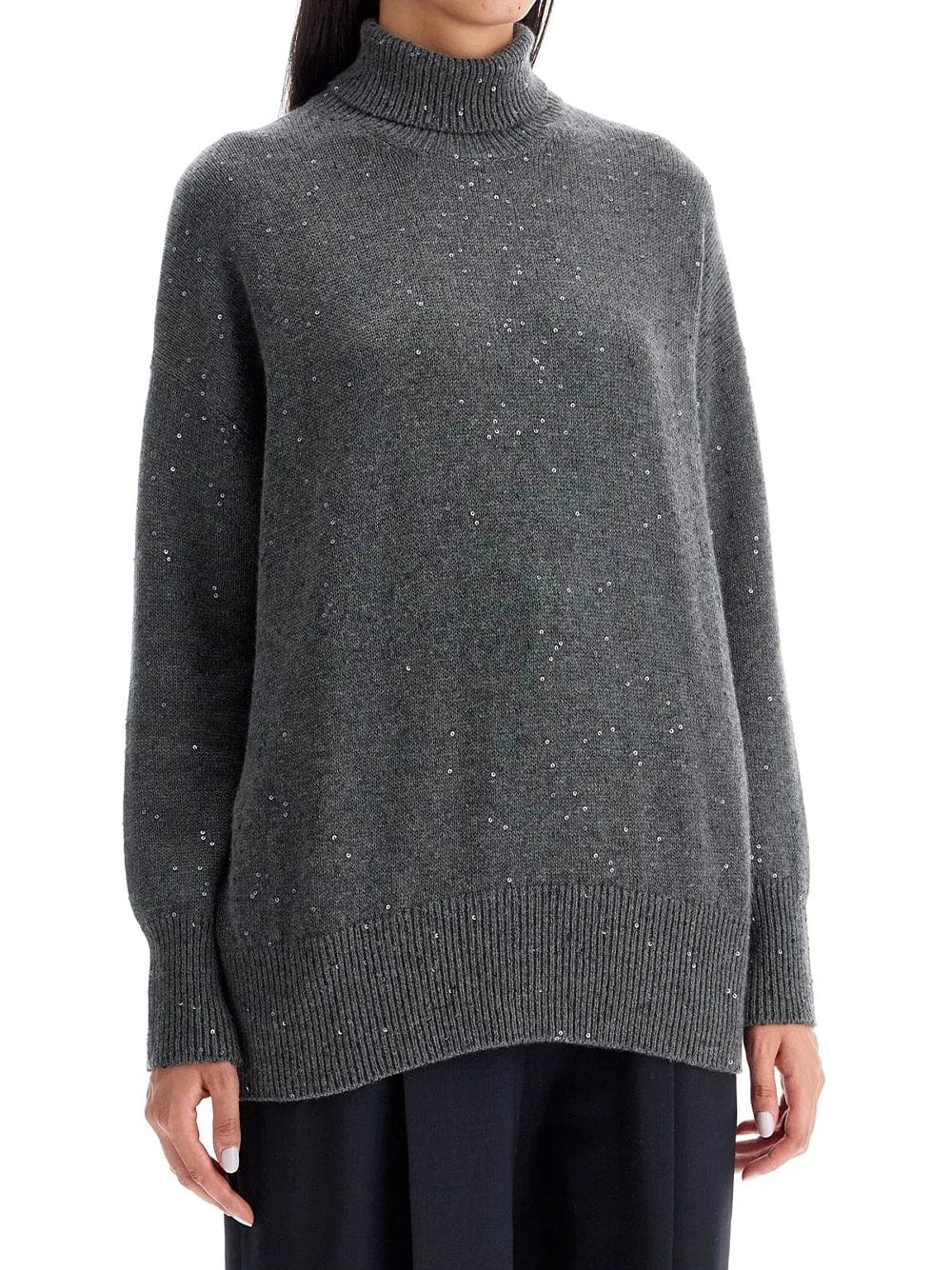 Brunello Cucinelli Sequin-Embellished Roll-Neck Sweater