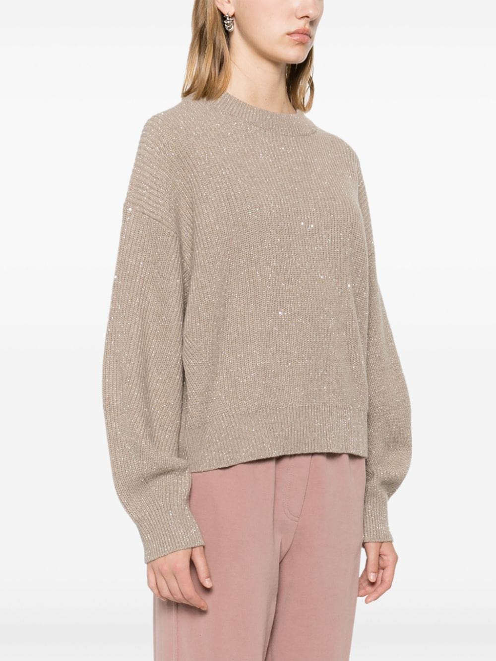 Brunello Cucinelli Sequin Ribbed-Knit Sweater