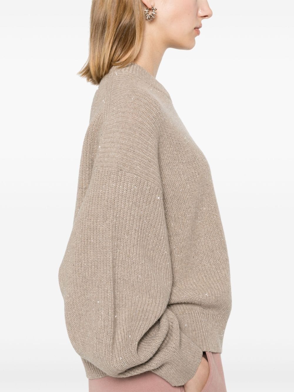 Brunello Cucinelli Sequin Ribbed-Knit Sweater