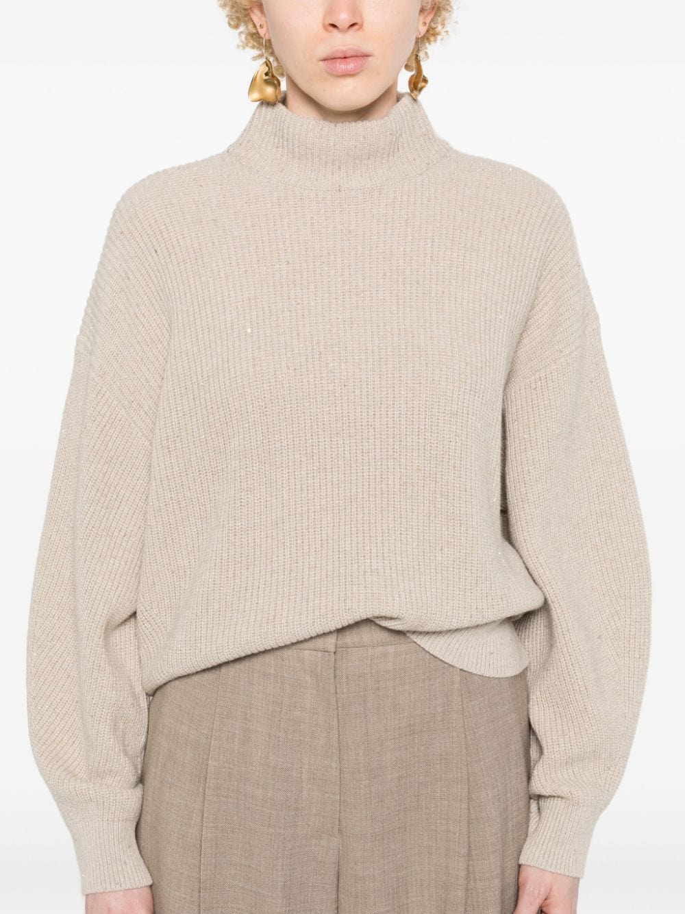 Brunello Cucinelli Sequined High-Neck Sweater