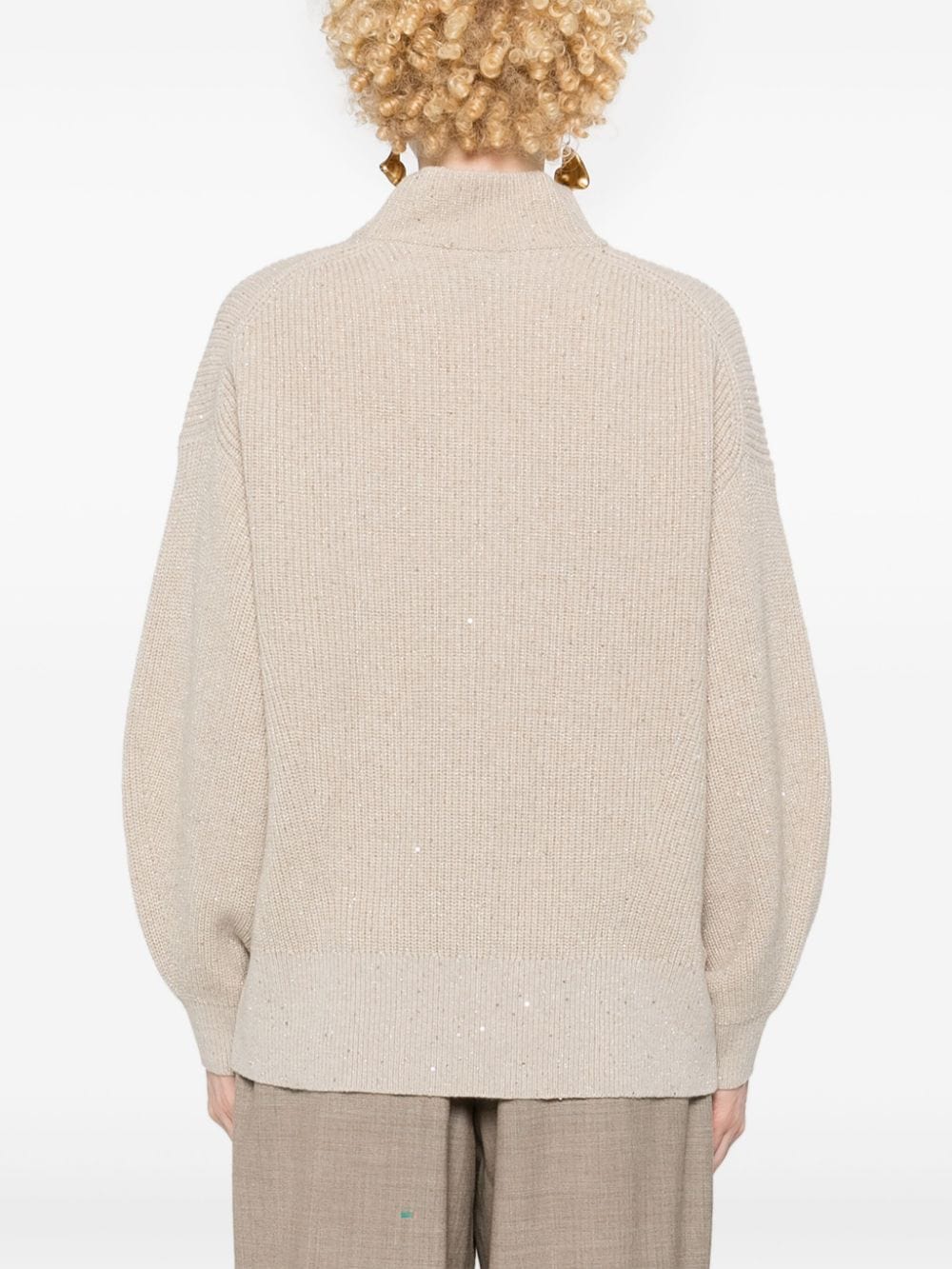 Brunello Cucinelli Sequined High-Neck Sweater