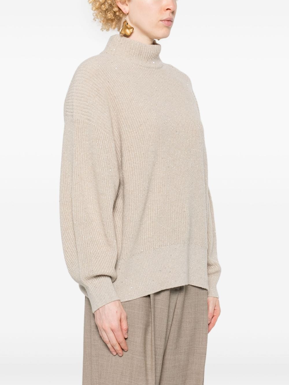 Brunello Cucinelli Sequined High-Neck Sweater