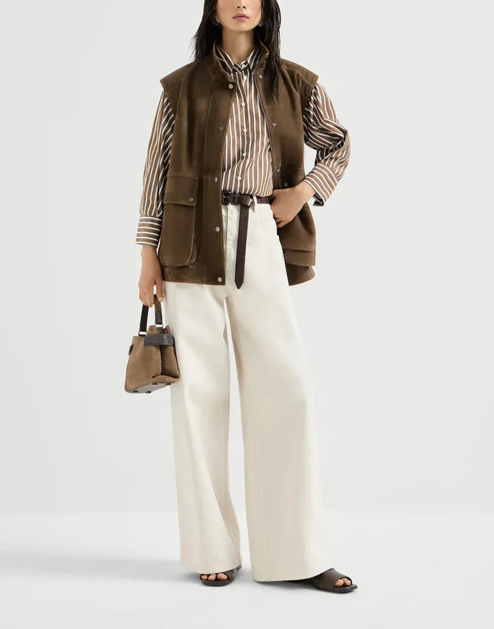 Brunello Cucinelli Shadow Stripe Poplin Monili Shirt