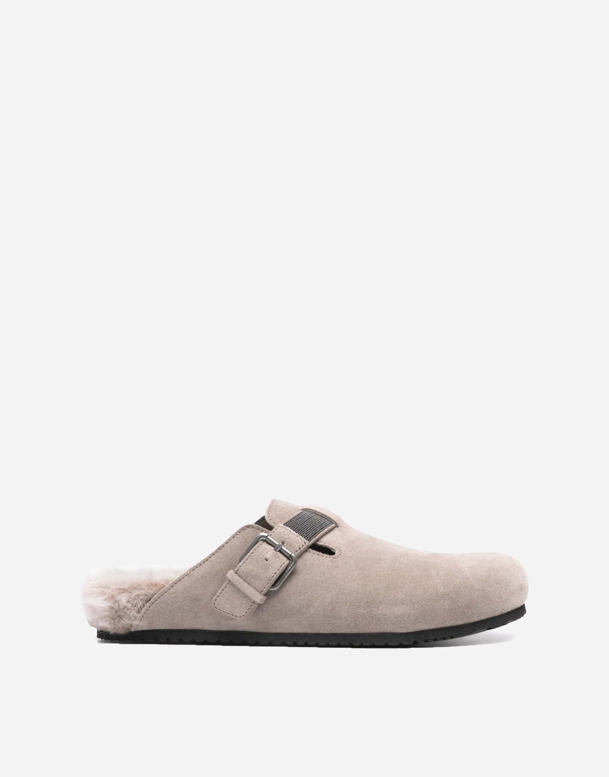 Brunello Cucinelli Shearling-Lined Leather Clogs