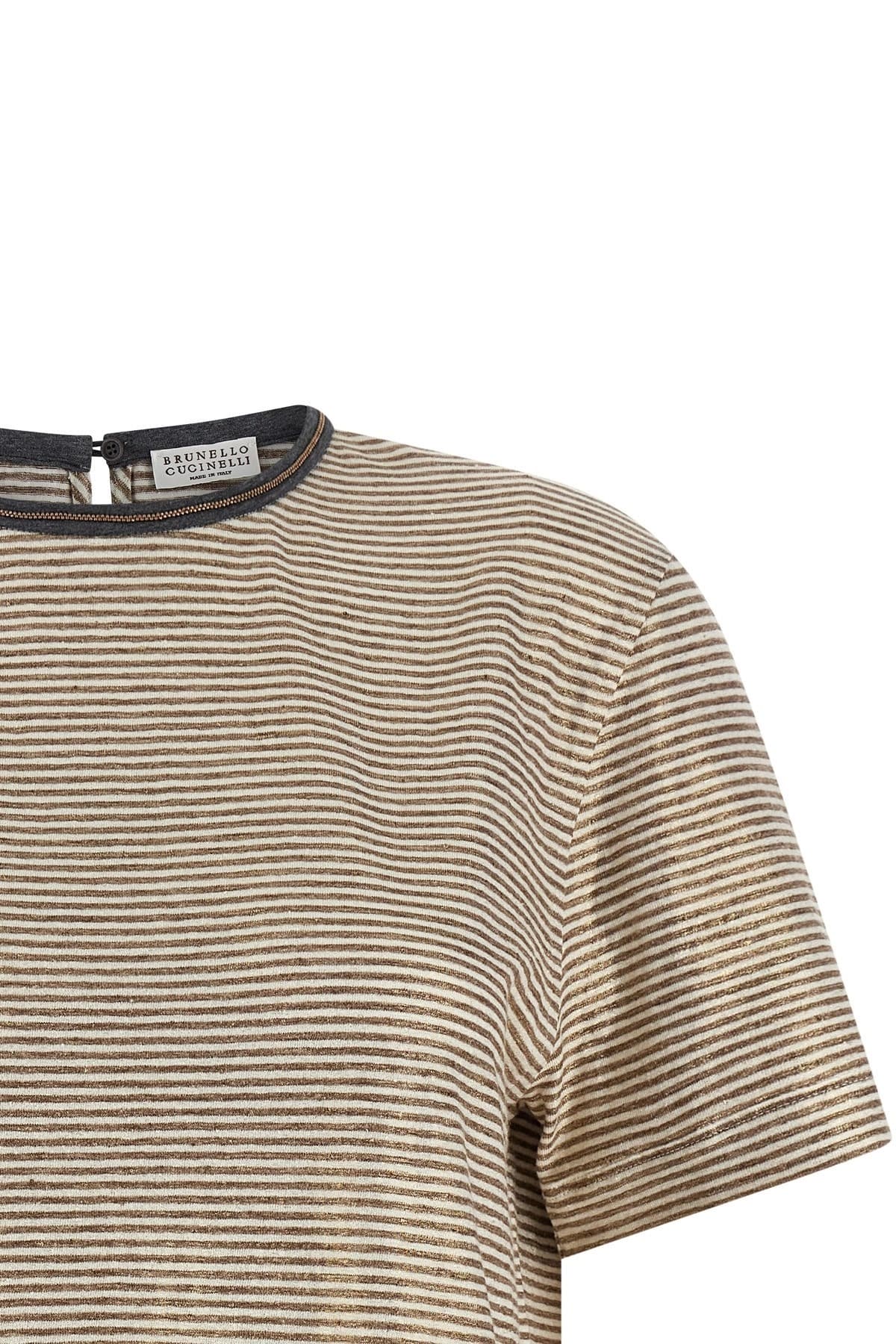 Brunello Cucinelli Brunello Cucinelli Shiny Collar Detail T-Shirt