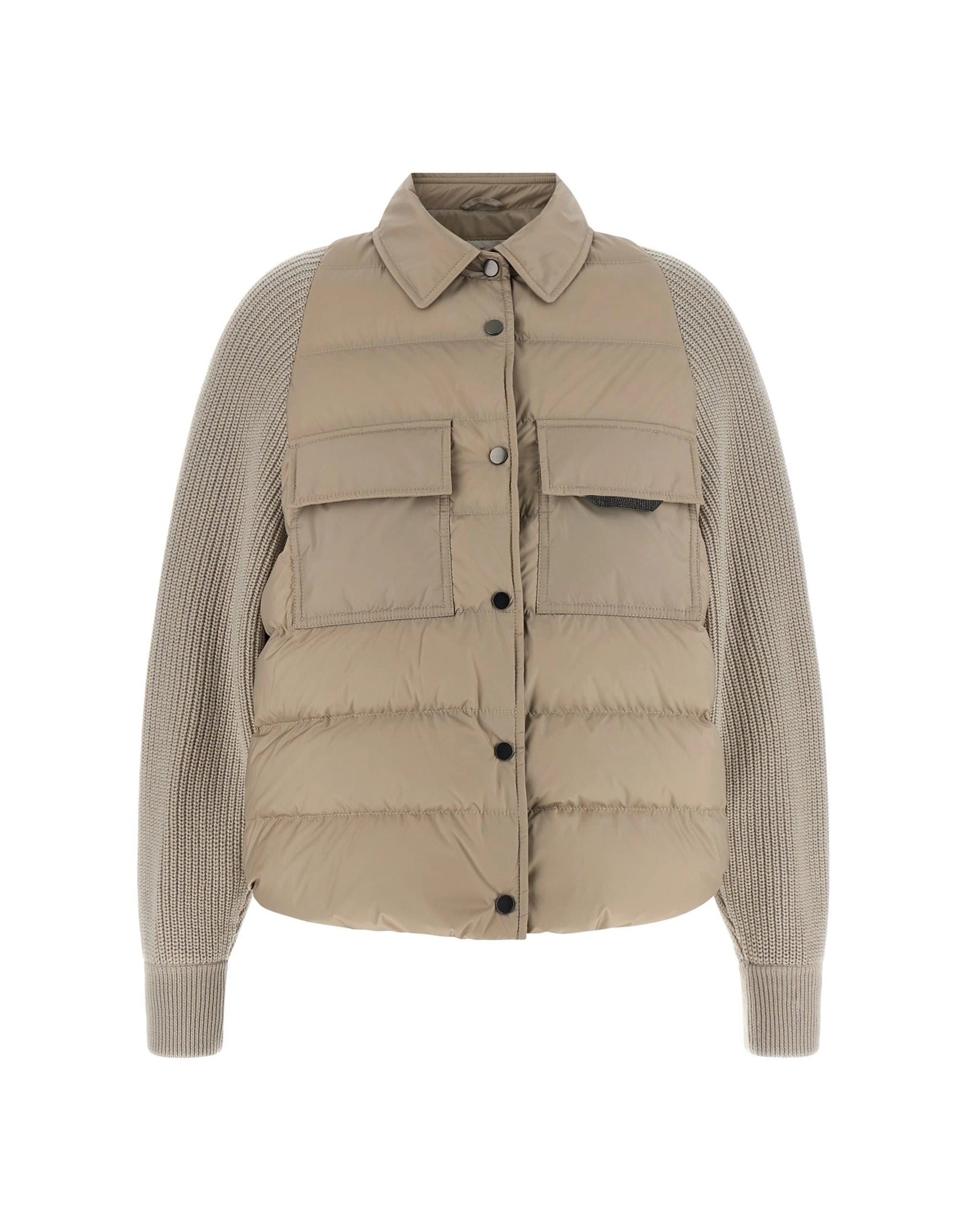 Brunello Cucinelli シャイニー フラップ ディテール ダウンジャケット