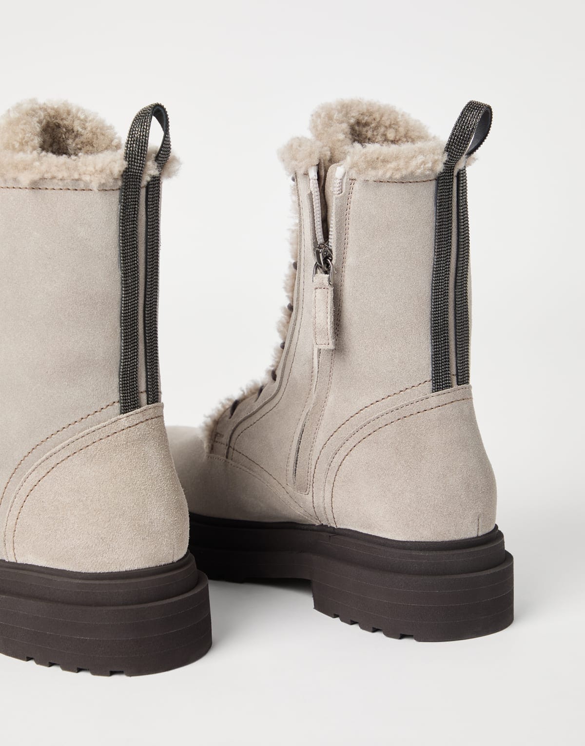 Brunello Cucinelli Shiny Loop Detail Suede Boots