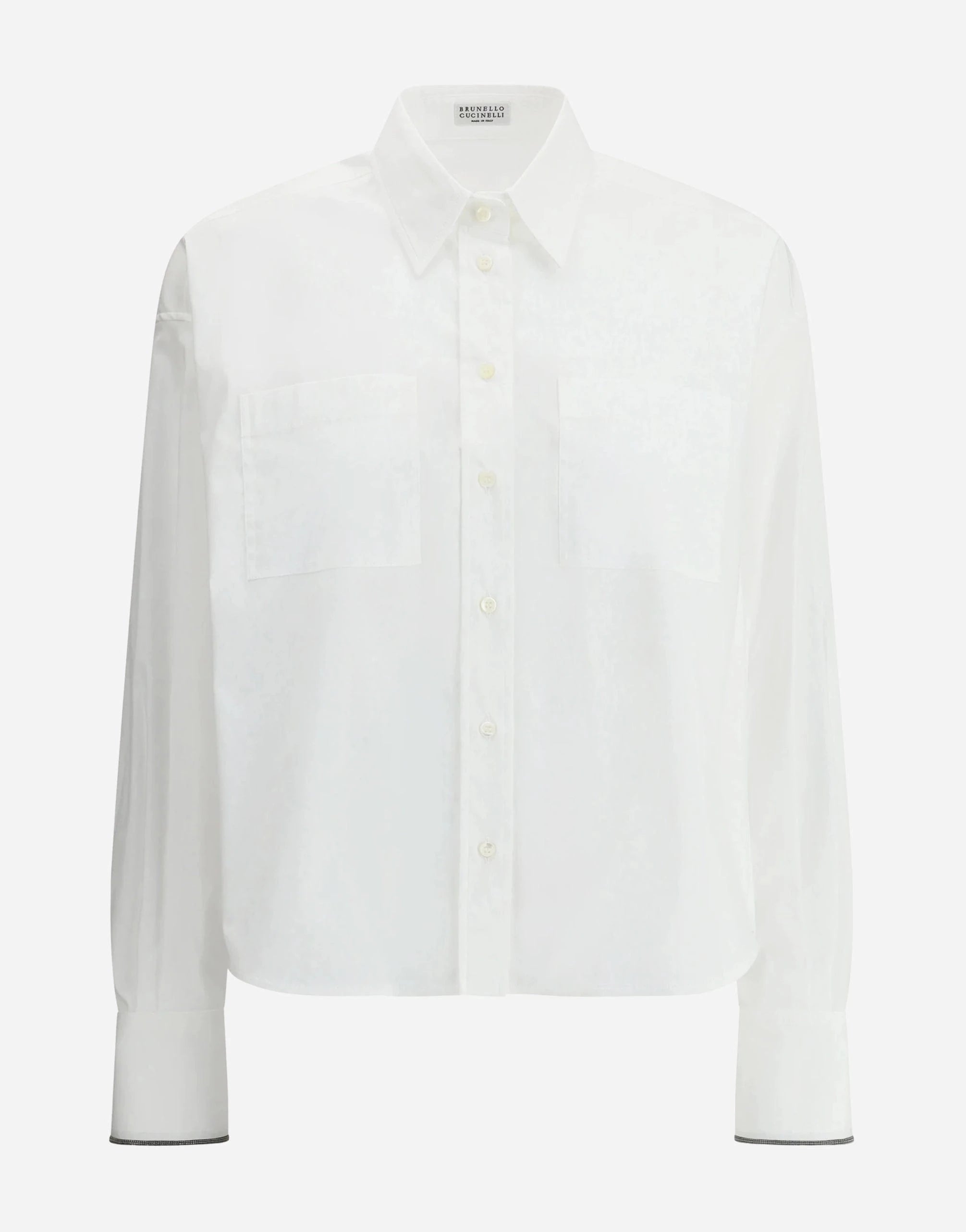Brunello Cucinelli Shiny Monili Cuffs Poplin Shirt
