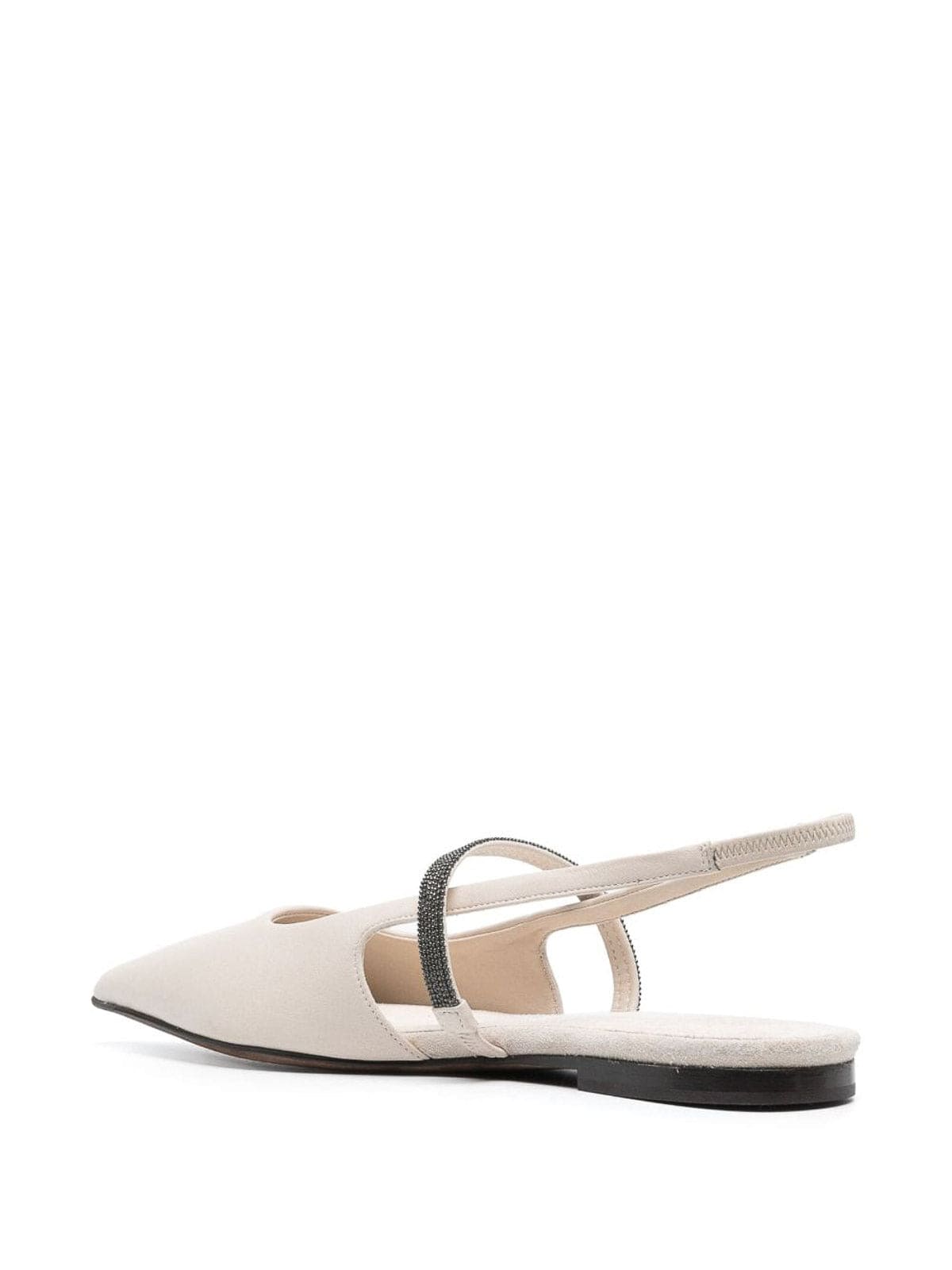 Brunello Cucinelli Shiny Strap Leather Slingback Flats