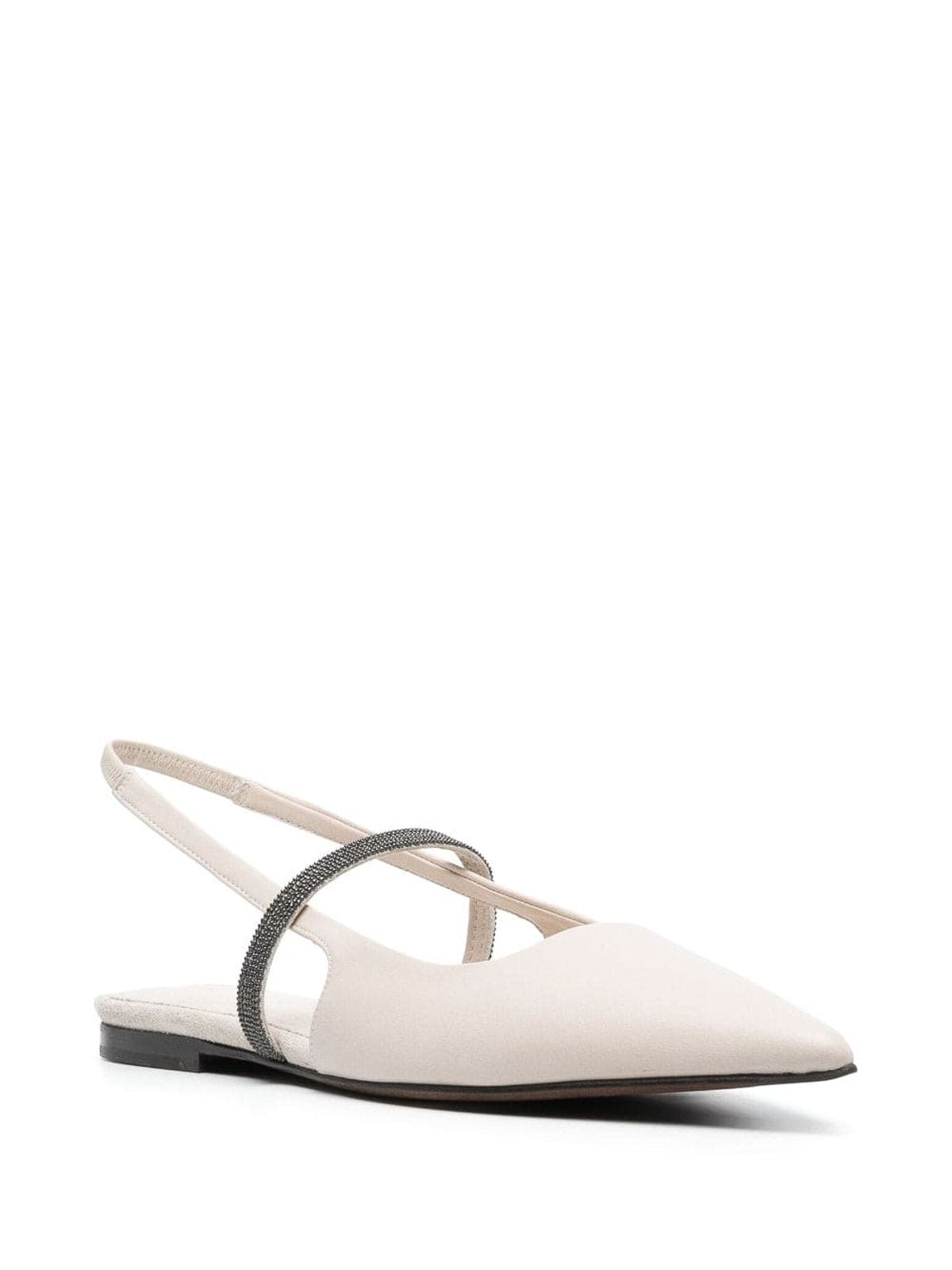 Brunello Cucinelli Shiny Strap Leather Slingback Flats