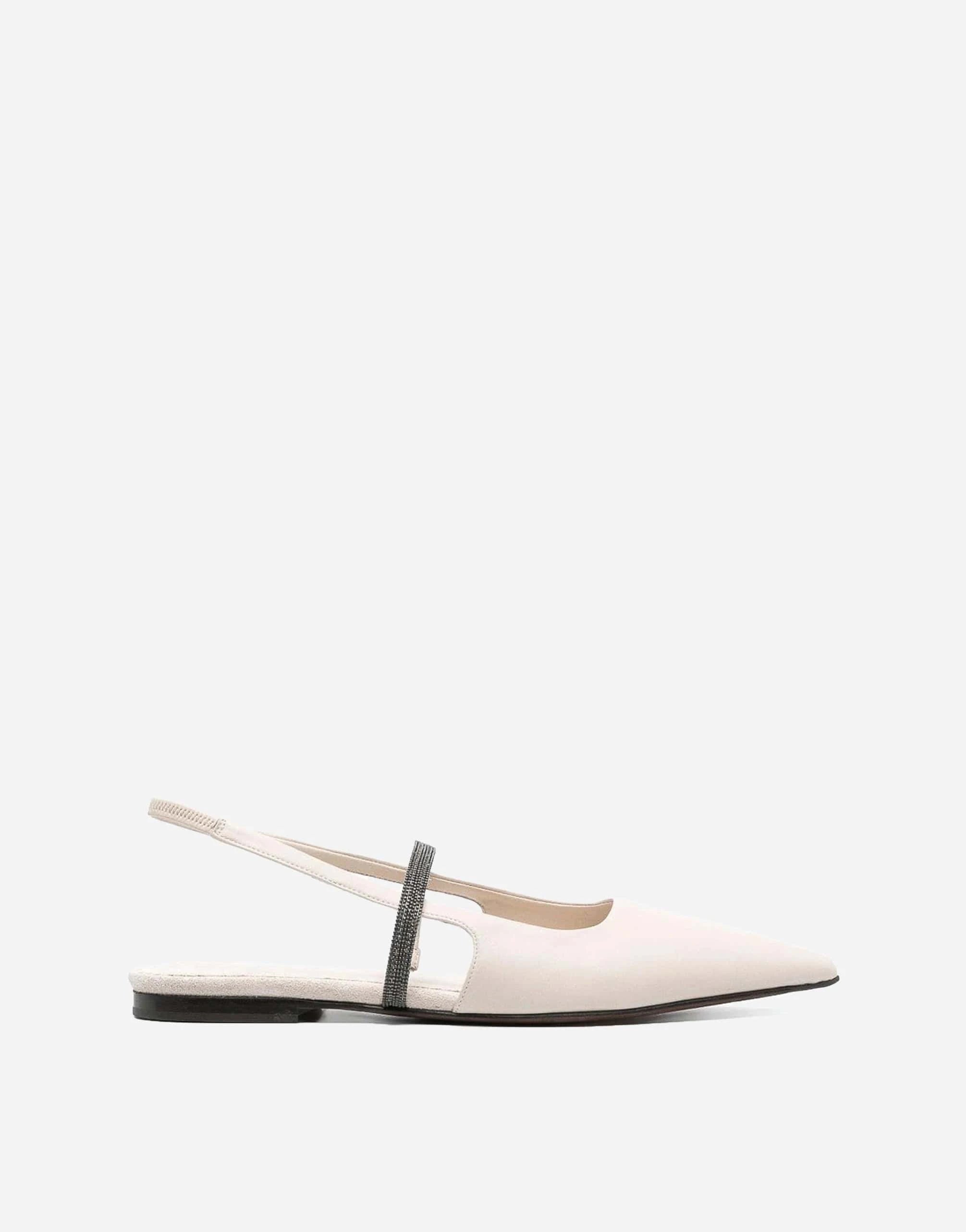 Brunello Cucinelli Shiny Strap Leather Slingback Flats