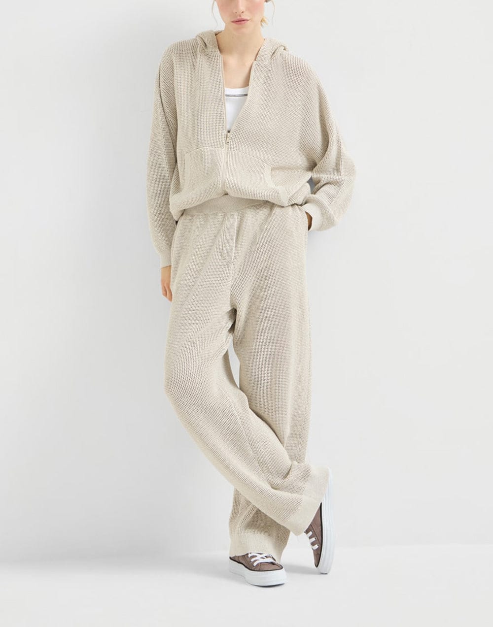 Brunello Cucinelli Shiny Tab Brown Suede Sneakers