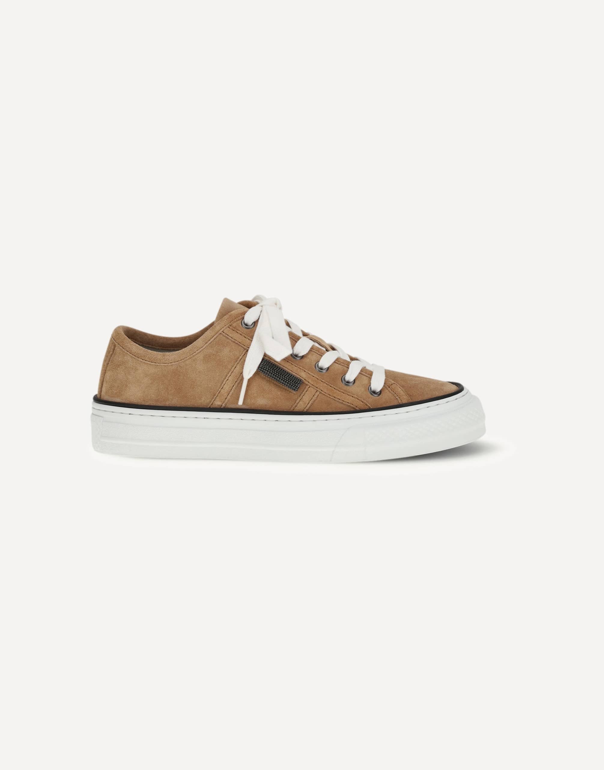Brunello Cucinelli Shiny Tab Suede Sneakers