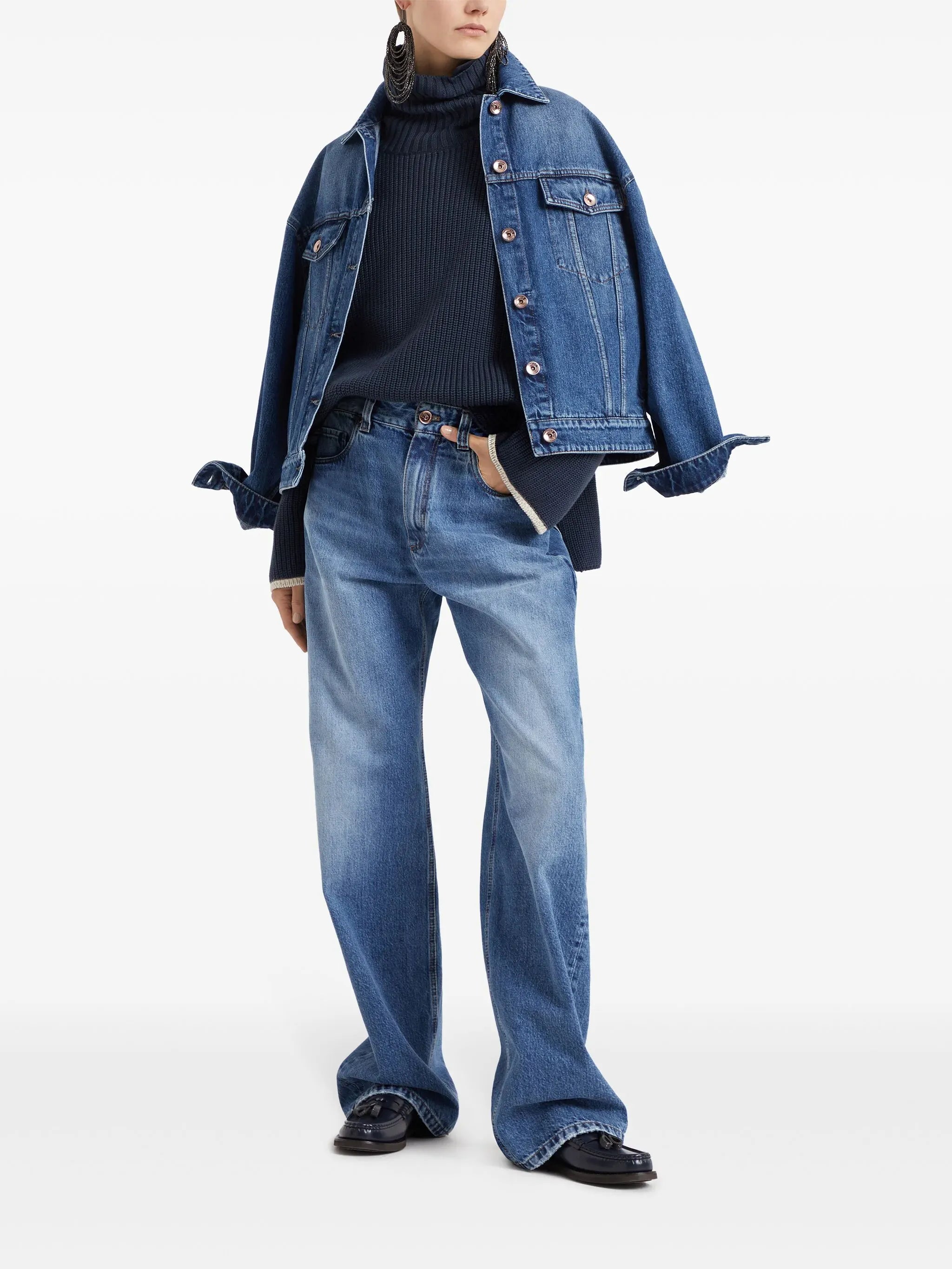 Brunello Cucinelli Shiny Trim Cotton Poplin Shirt