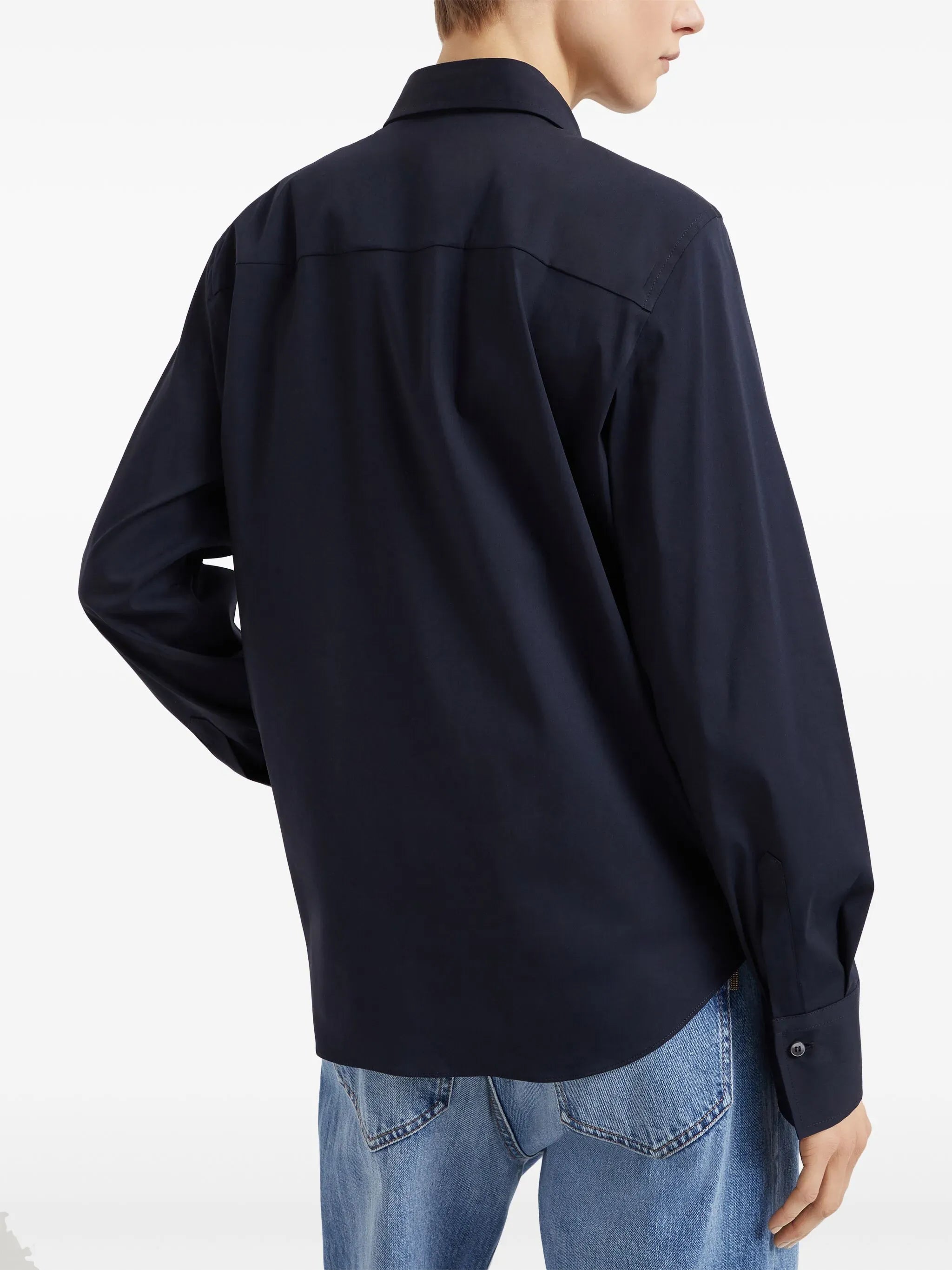 Brunello Cucinelli Shiny Trim Cotton Poplin Shirt