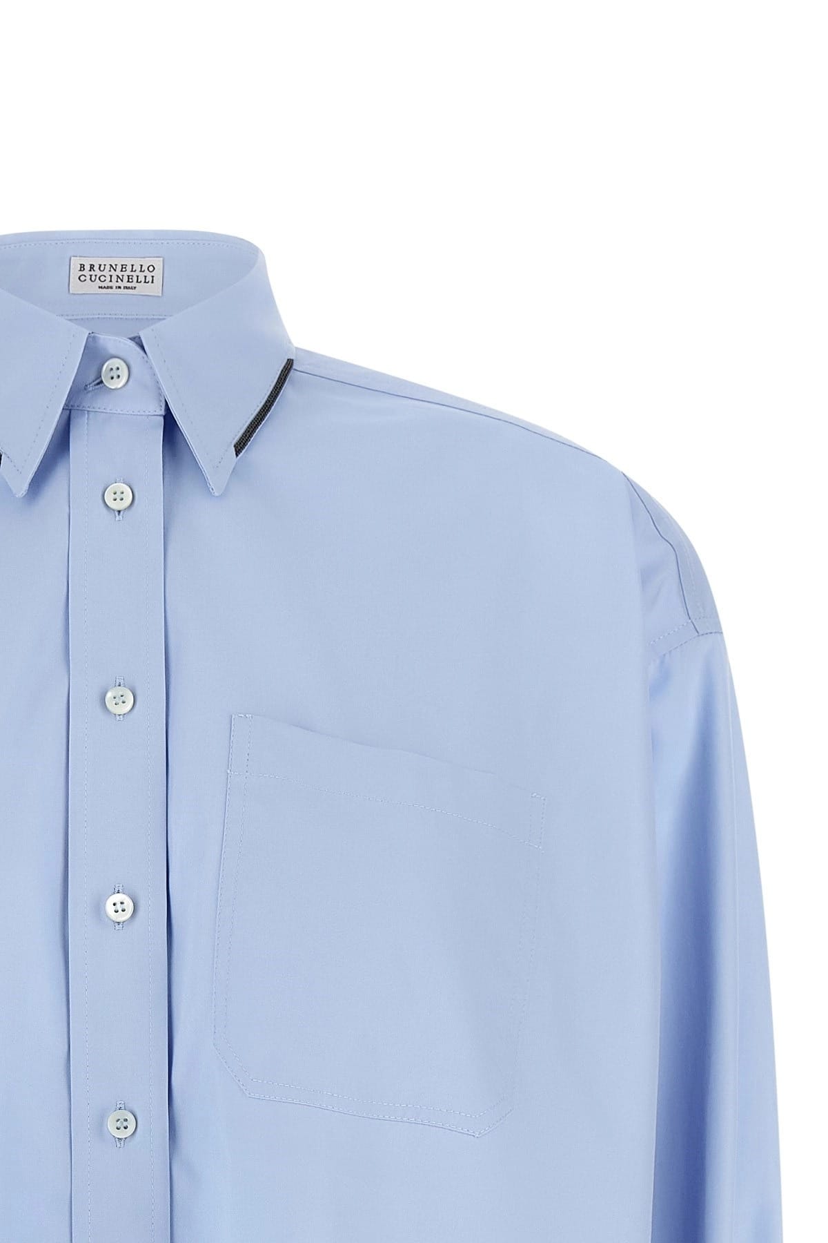 Brunello Cucinelli Brunello Cucinelli Shiny Trim Crop Shirt
